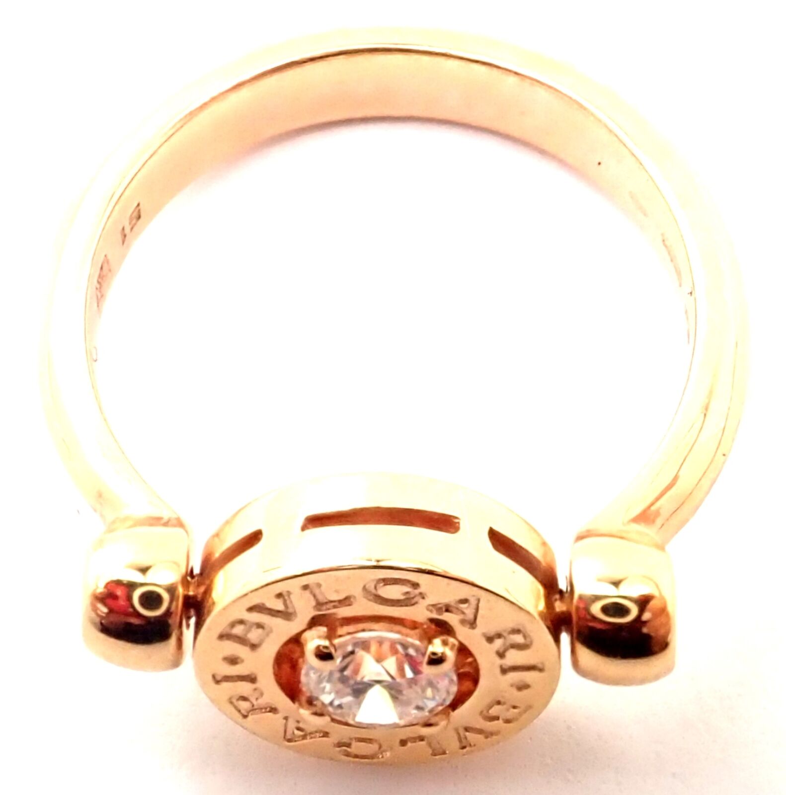 Authentic BVLGARI 18k Rose Gold Diamond Flip Ring - Size 5.75 | Luxury Jewelry for Women, Perfect for Anniversaries, Engagements & Special Occasions