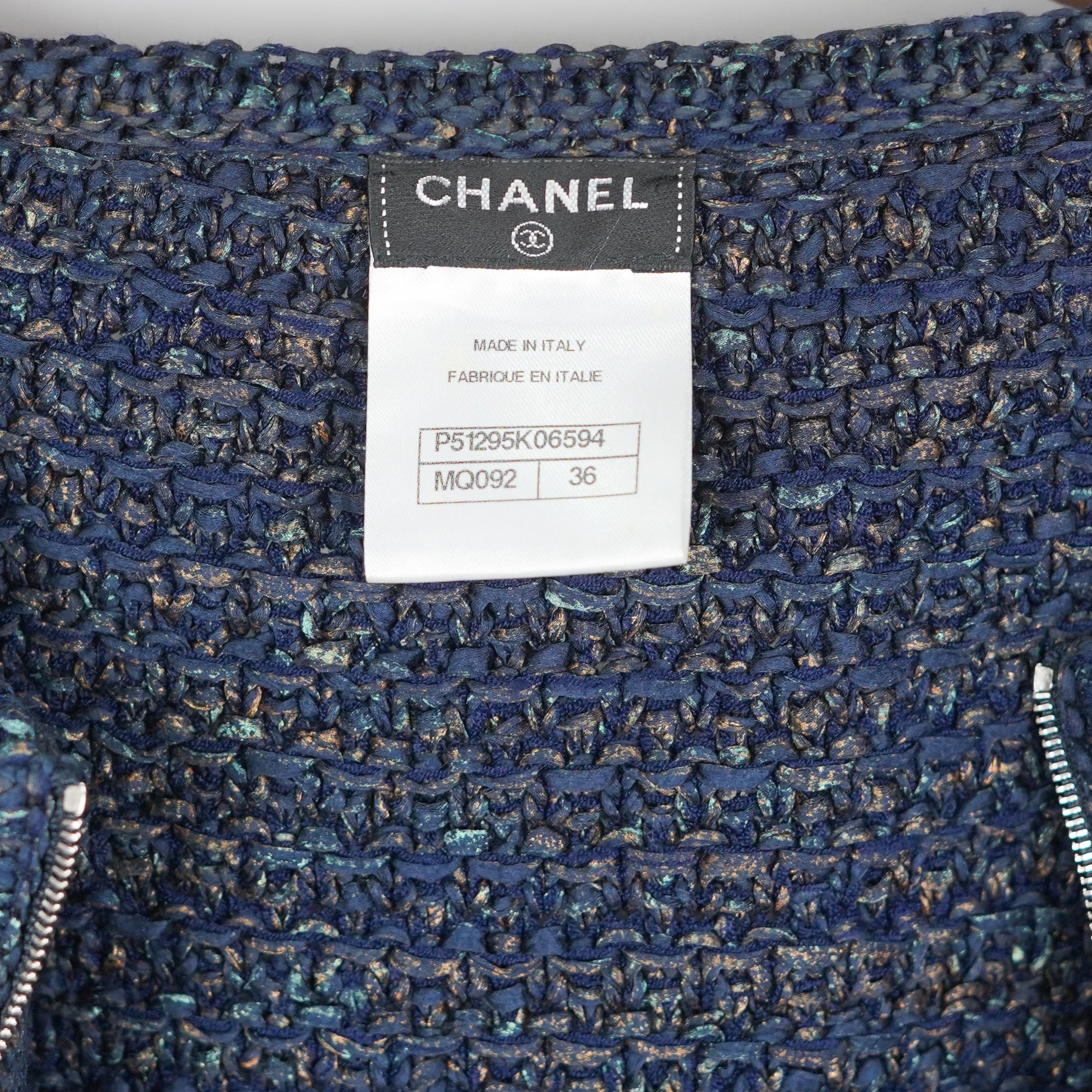 Chanel Navy Blue Knit Cardigan Sweater for Women - Size 36 | Luxury Cashmere Blend Open Front Cardigan | Perfect for Office Wear & Evening Outfits