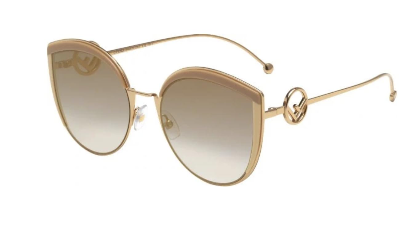 Fendi FF0290/S Ivory Gold Gray Cat Eye Women Sunglasses 58mm - Luxury Designer Sunglasses for Women, Fashionable UV Protection for Outdoor Activities, Beach & Driving