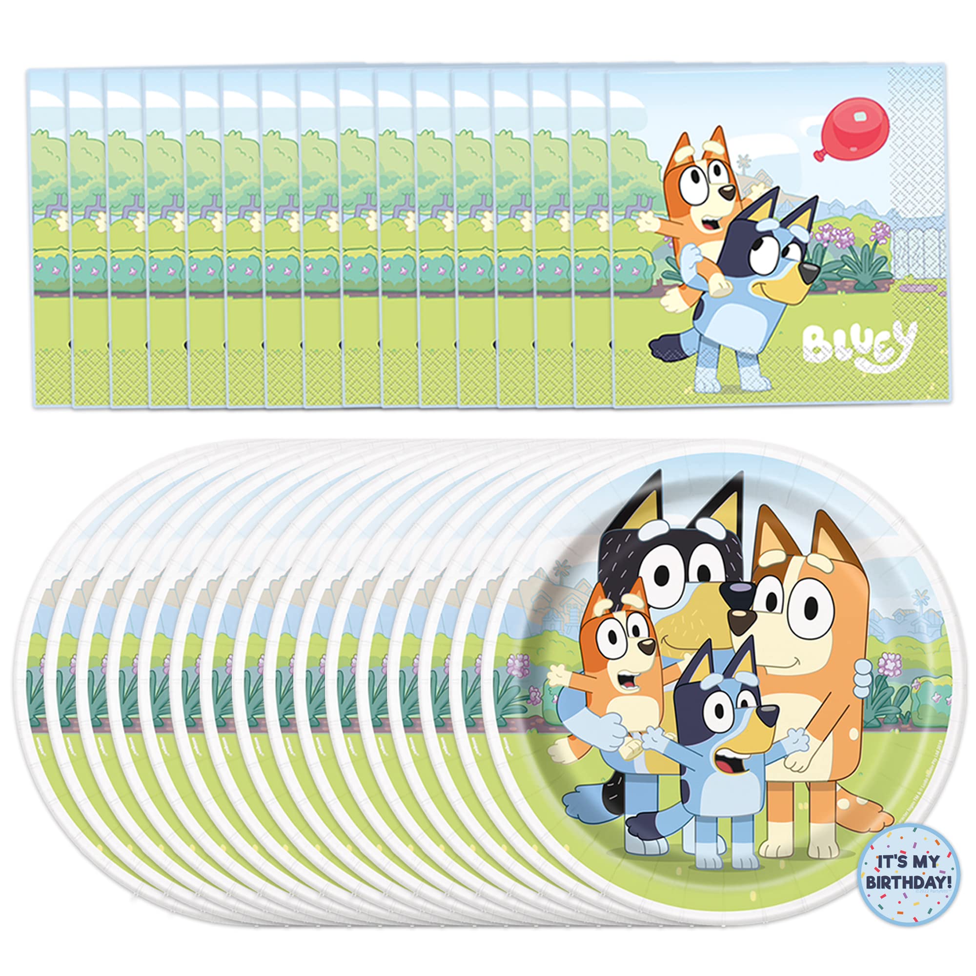 Bluey Birthday Party Supplies Set for 16 Guests - Bluey Themed Plates, Napkins & Decorations - Perfect for Kids Birthday Parties, Themed Events & Family Gatherings