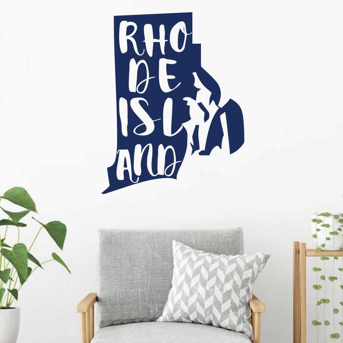 Rhode Island Vinyl Wall Decal - State Silhouette Art Sticker for Home Decor, Living Room & Bedroom - Perfect for Nursery, Office or Dorm Room Wall Decoration