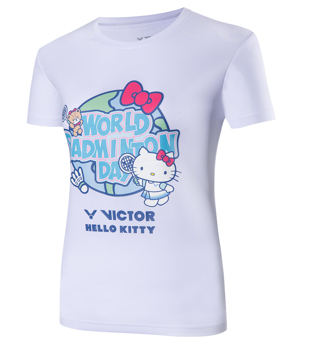 Victor KT301 Hello Kitty Women's T-Shirt - Limited Edition White Cotton Tee for Casual Wear, Anime Fans & Kawaii Fashion Lovers