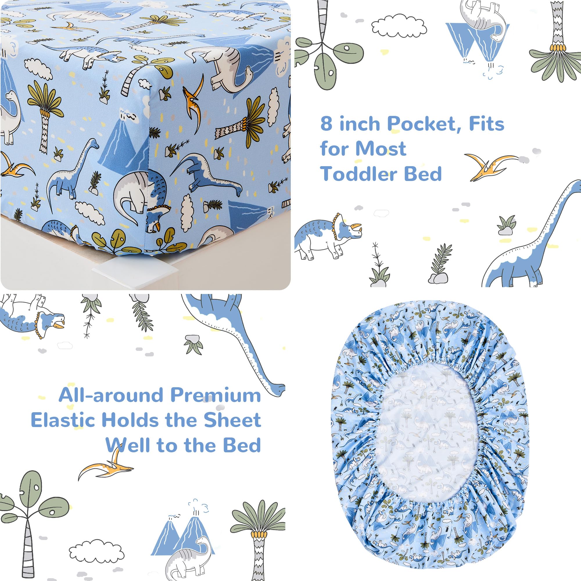 Dinosaur Toddler Bedding Set 4-Piece - Super Soft Microfiber Comforter for Boys & Kids | Bed-in-a-Bag Nursery Decor | Perfect for Dinosaur Themed Bedrooms & Playrooms