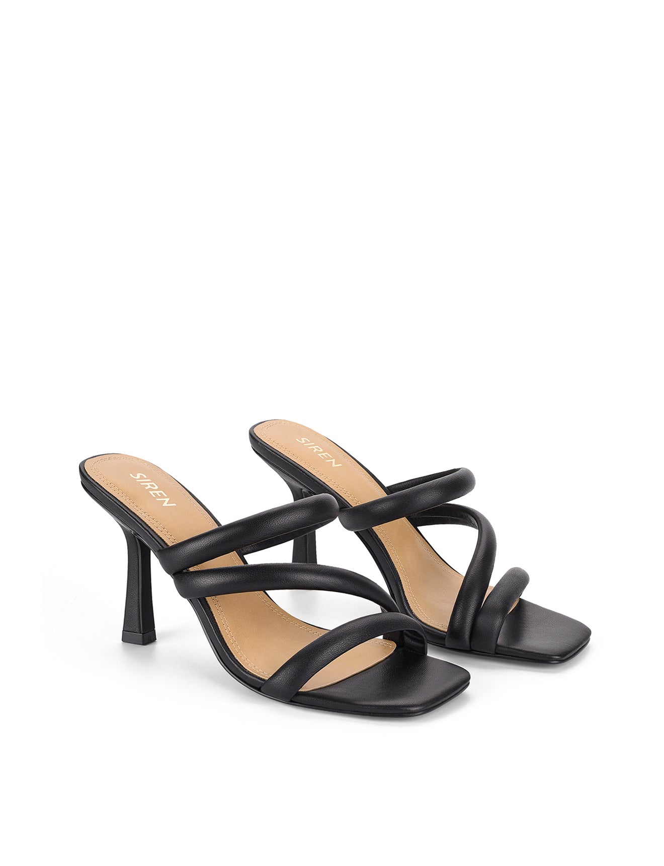 Spence Black Leather Heeled Sandals for Women - Comfortable Dressy Summer Shoes for Weddings, Parties & Office Wear