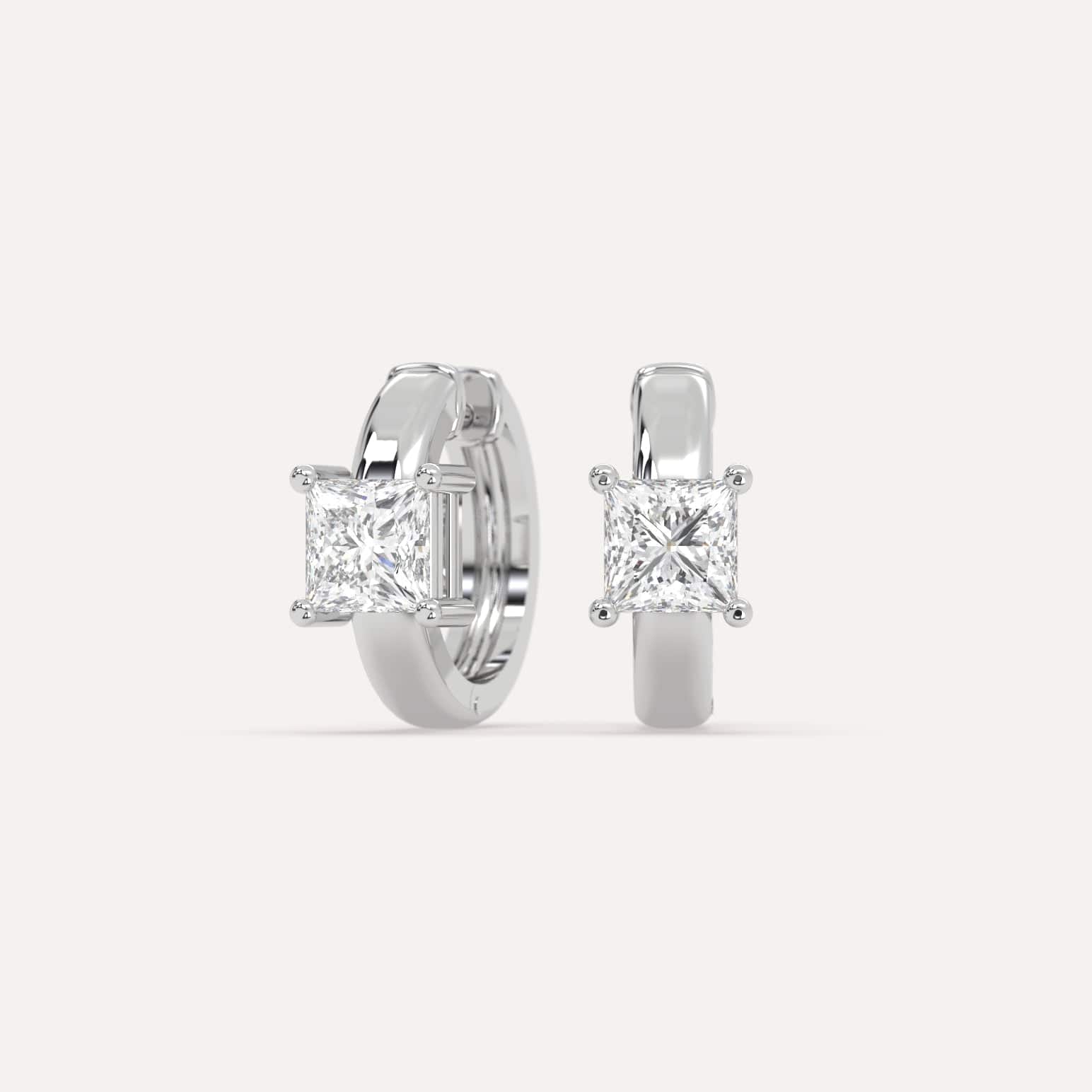 1 Carat Princess Cut Diamond Hoop Earrings for Women - 14K White Gold Dangle Earrings - Perfect for Weddings, Anniversaries & Special Occasions