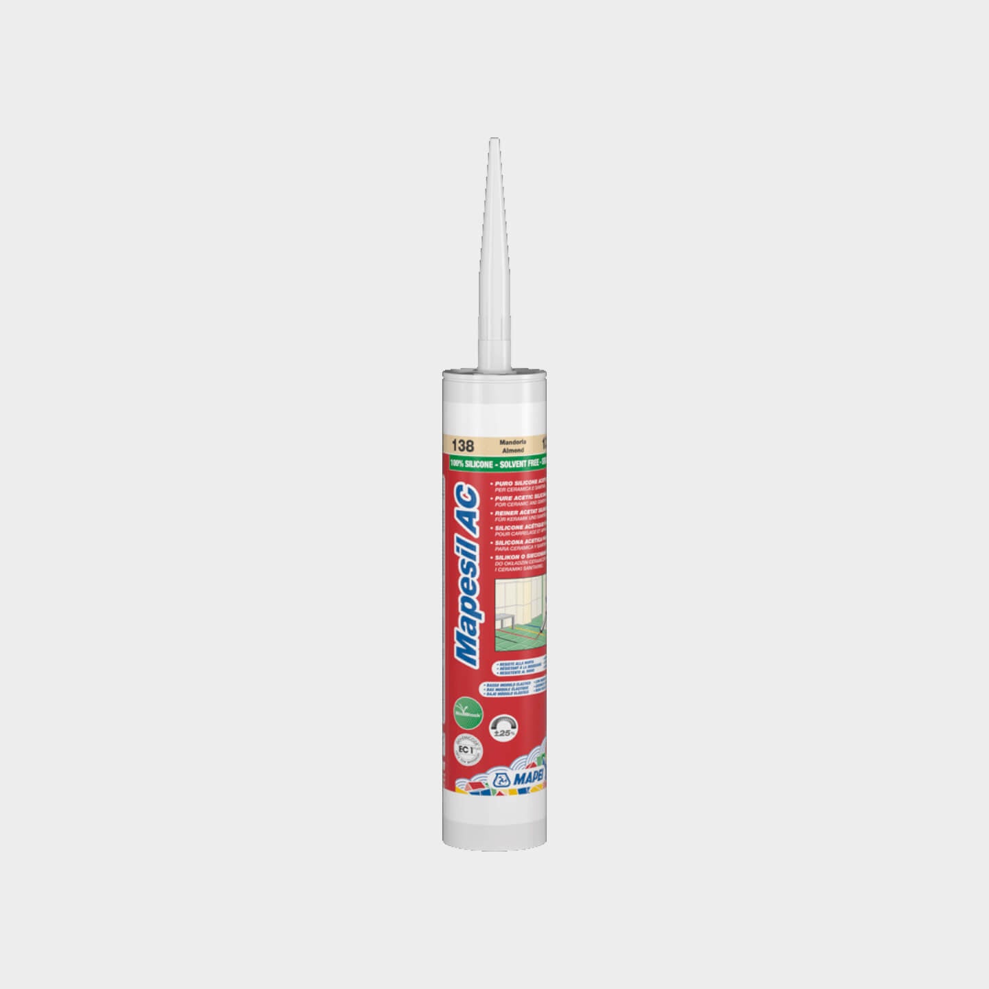 Mapei Silicone AC 111 310ml Silver Grey Sealant - High-Performance Waterproof Adhesive for Bathrooms, Kitchens & Windows (Weatherproof & Mold Resistant)