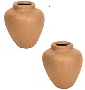 DIY Unfinished Paper Mache Vases Set of 2 - White Urn Vases for Crafting, Painting & Decorating - Perfect for Home Decor, Wedding Centerpieces & DIY Art Projects