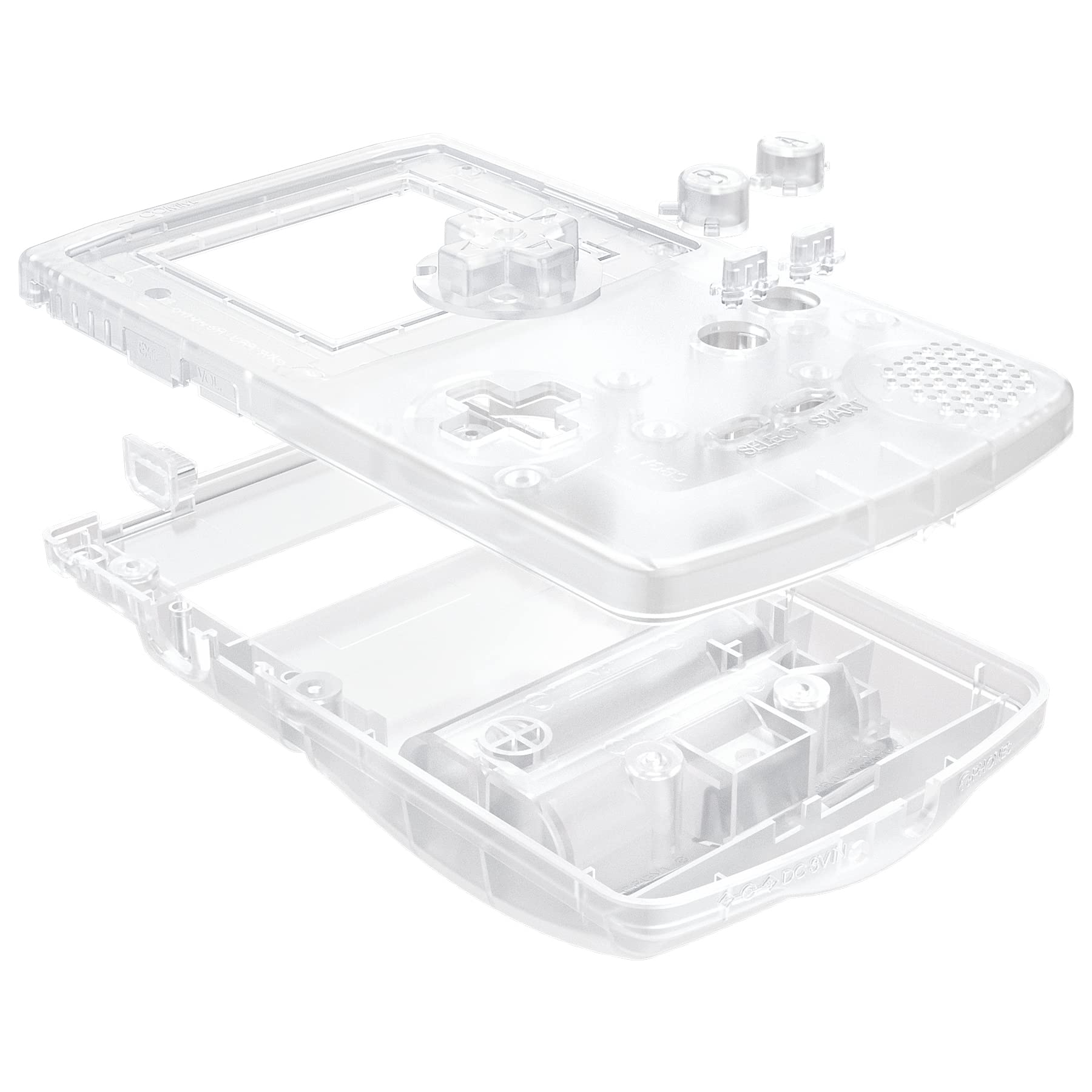 eXtremeRate Clear Transparent Shell Case with Buttons for Gameboy Color GBC - Compatible with GBC OSD IPS, Regular IPS & Standard LCD (Console & IPS Screen Not Included) - Perfect for Gaming Enthusiasts & Retro Console Modding