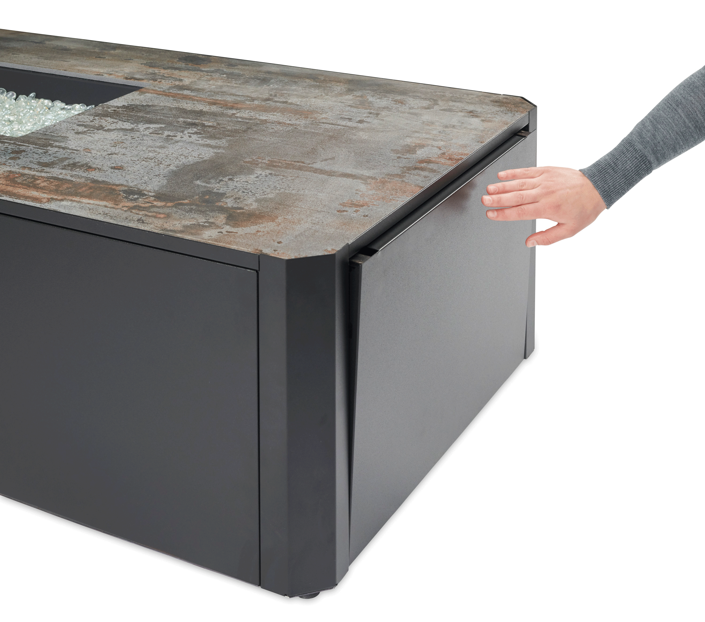 The Outdoor GreatRoom Company Kinney 55-Inch Rectangular Natural Gas Fire Pit Table with 24-Inch Crystal Fire Burner - Convertible to Propane with Included Fittings (Model KN 1224) - Perfect for Patio, Backyard, and Outdoor Living Spaces