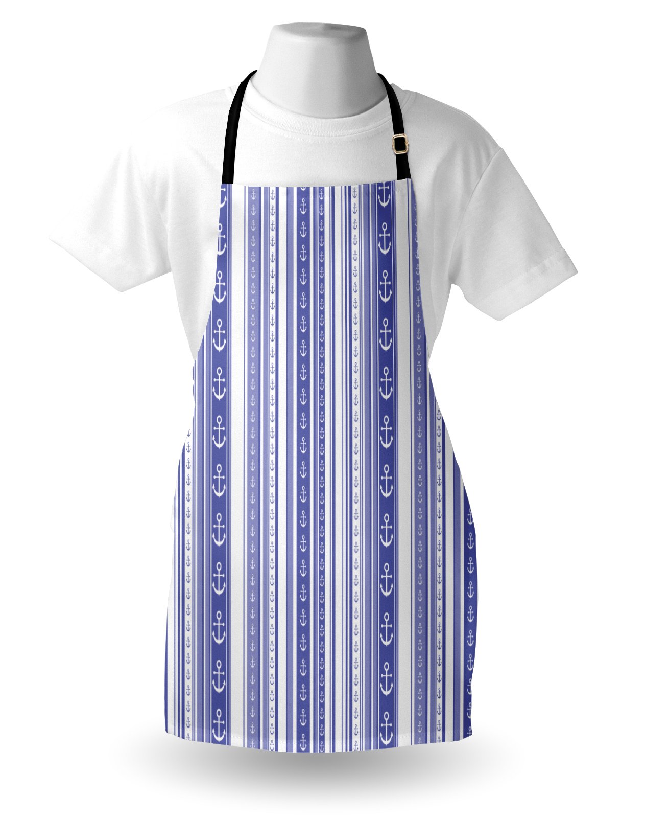 Ambesonne Striped Apron - Nautical Anchor & Tape Design Kitchen Bib with Adjustable Neck - Unisex Cooking Baking Gardening Apron - Perfect for Home Chefs, BBQ & Crafting - Lilac Purple