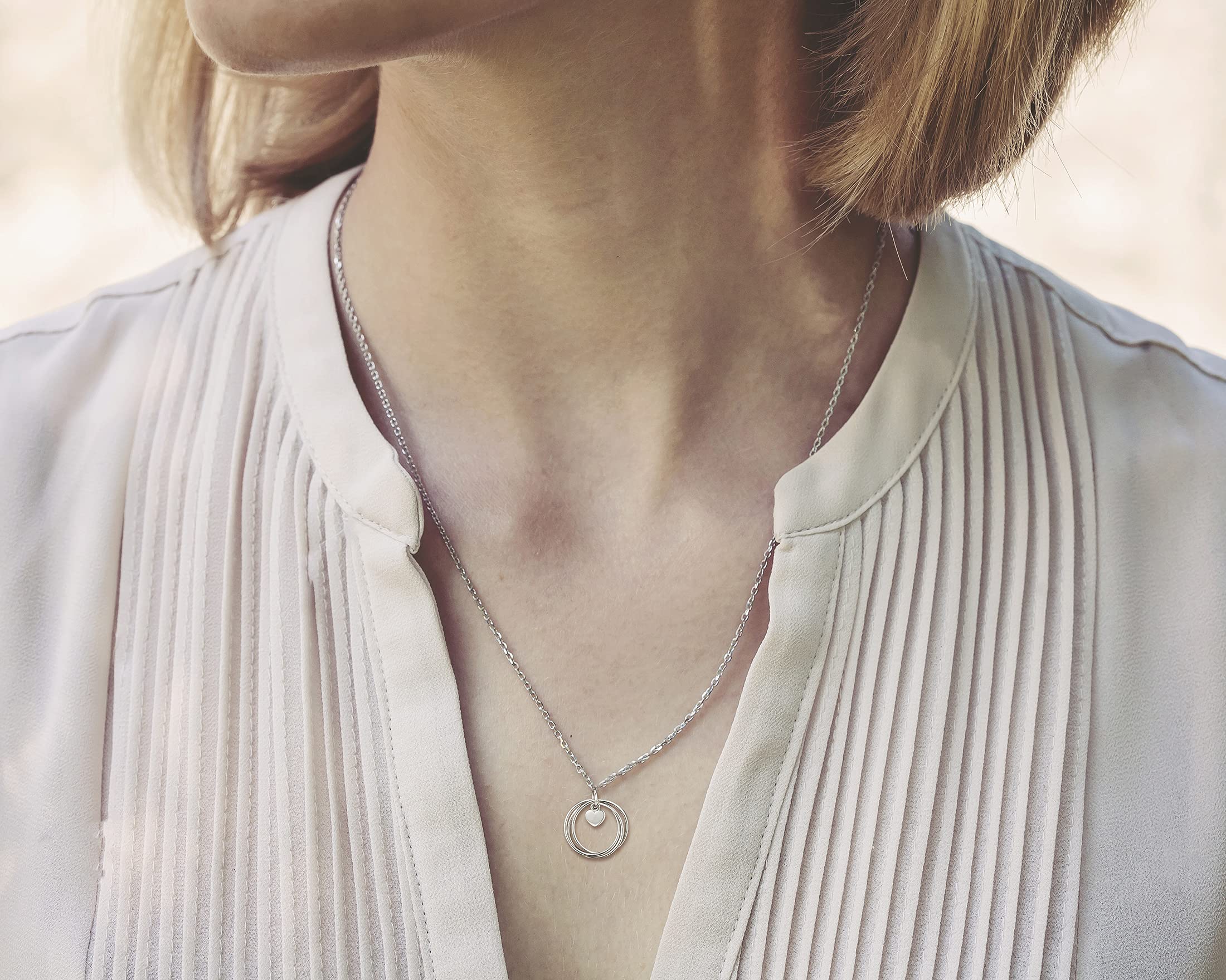 Elegant Sterling Silver 5-Ring Birthday Necklace for Women - 50th Birthday Gift Idea, Friendship Jewelry Present - Perfect for Milestone Celebrations & Special Occasions