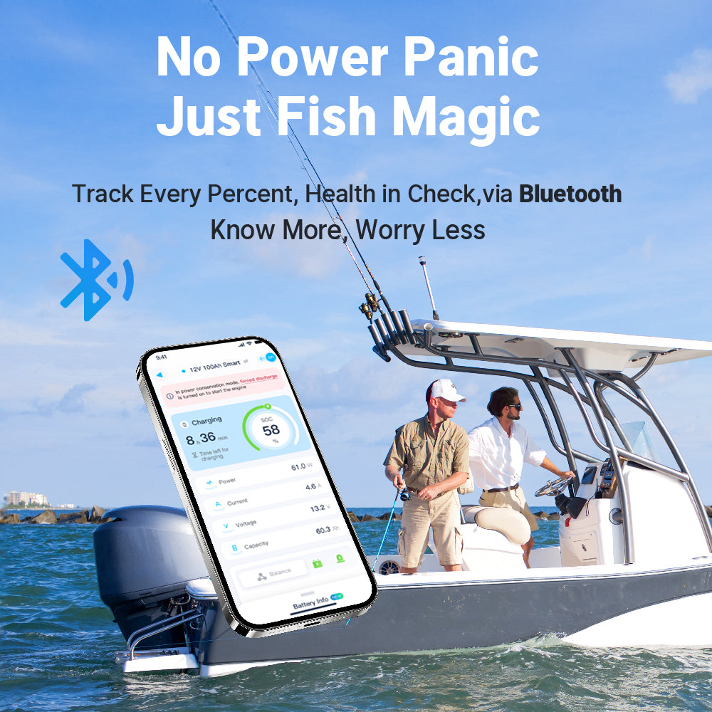 Redodo 12V 100Ah 900CCA Group 27 Deep Cycle Marine Battery with Bluetooth & Auto Heating - Perfect for Boats, RVs, and Off-Grid Power Systems
