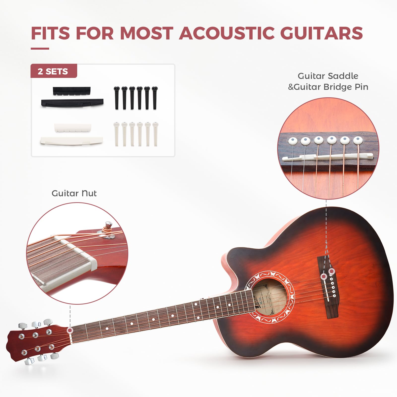 **58-Piece Acoustic Guitar Accessories Kit with Strings, Capo, Picks, String Winder & More – Perfect for Beginners & Music Players – Ideal for Guitar Maintenance, Practice & Live Performances**