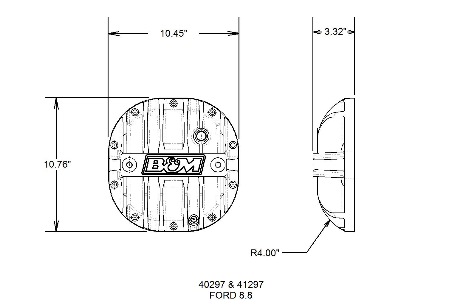 B&M 41297 Heavy Duty Differential Cover for Trucks & SUVs - High Performance Replacement Part for Off-Road & Towing Applications