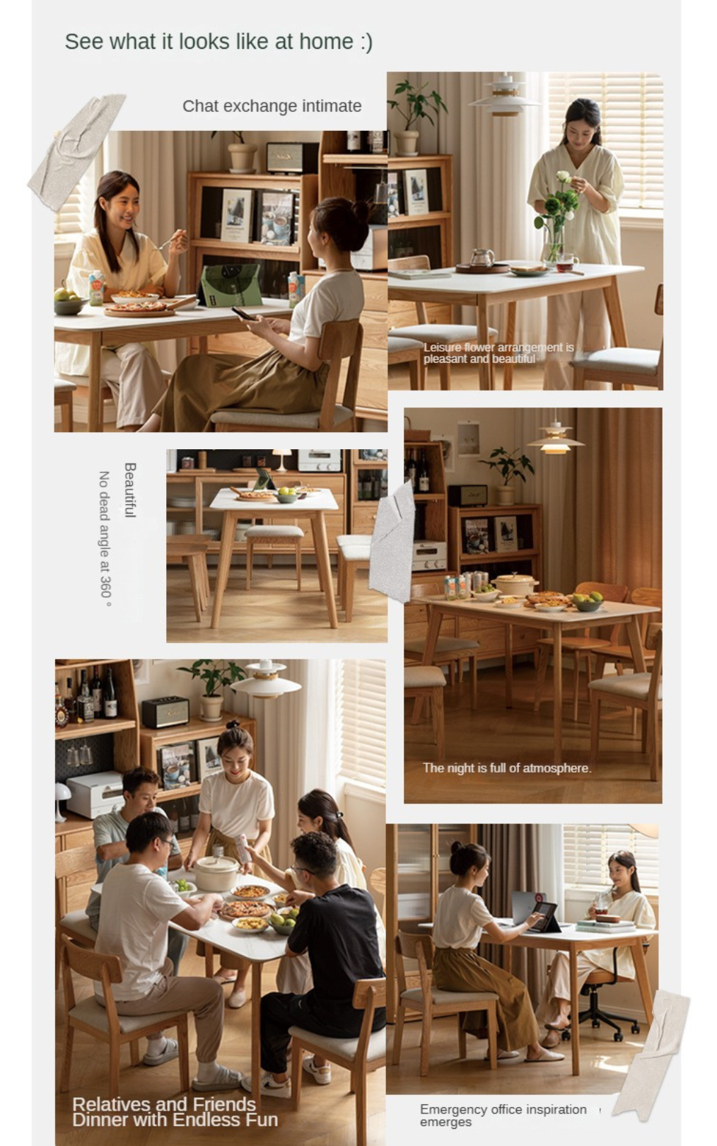 Solid Oak Wood Modern Rocking Dining Table - Stylish & Durable for Home, Restaurant, and Outdoor Dining Spaces