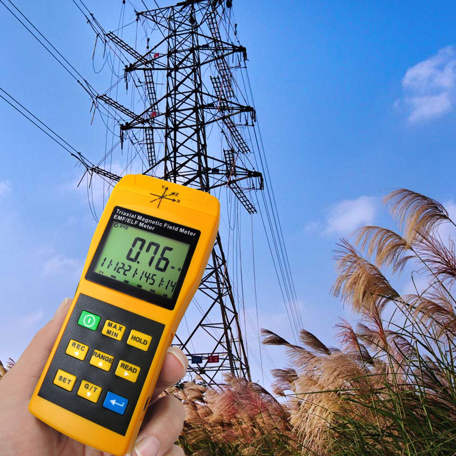 3-Axis Gauss EMF ELF Meter Detector - Handheld Portable Electromagnetic Field Radiation Tester (20/200/2000 mG & uT, 30-2000Hz) for Home, Office & Industrial Use - Measure Microwave, Computer, Monitor & Power Line EMF Radiation