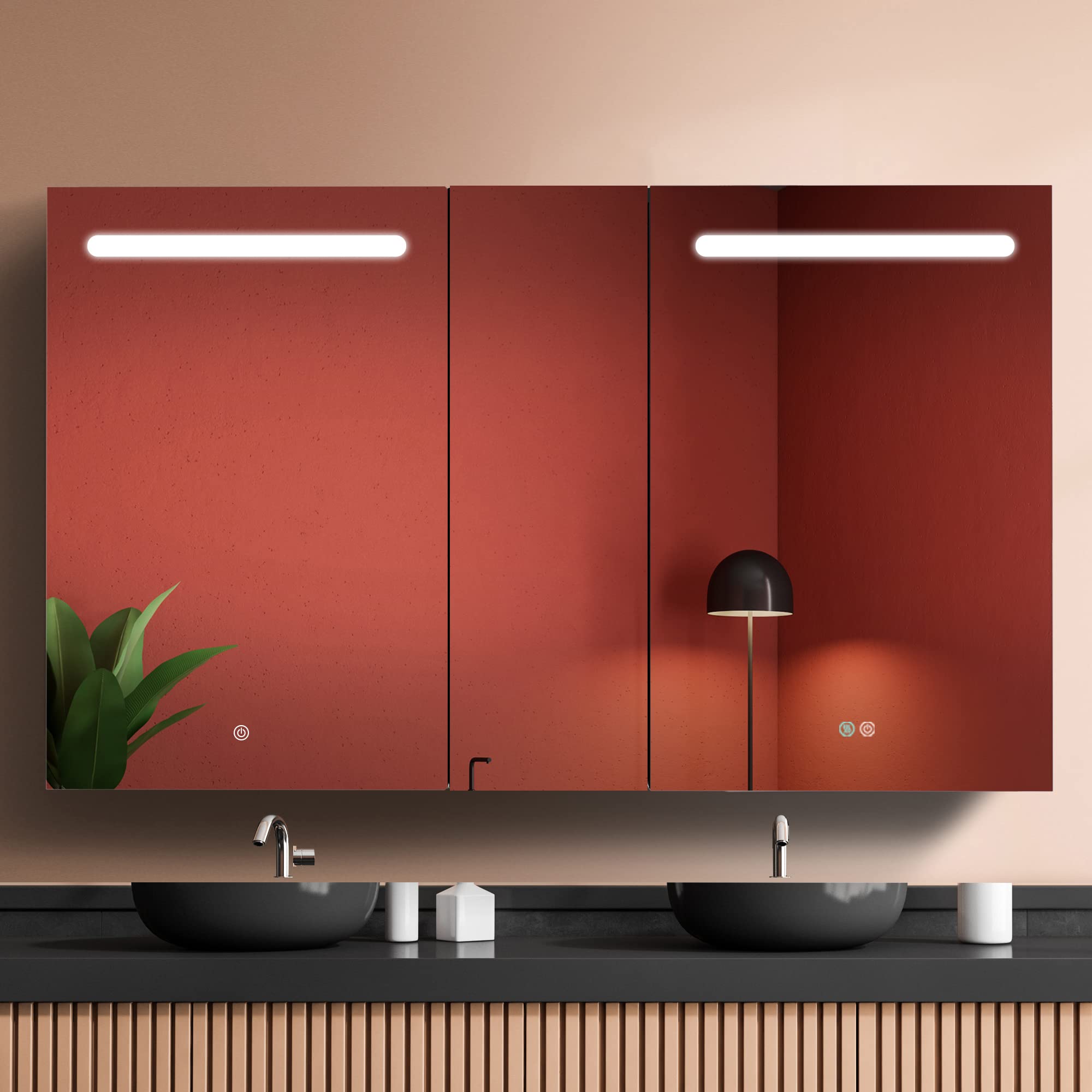 50x30 Inch LED Bathroom Medicine Cabinet with Mirror - 3 Color Light Dimmer & Defogger, Surface Mount Medicine Storage for Modern Bathrooms (Perfect for Vanity Organization & Fog-Free Grooming)