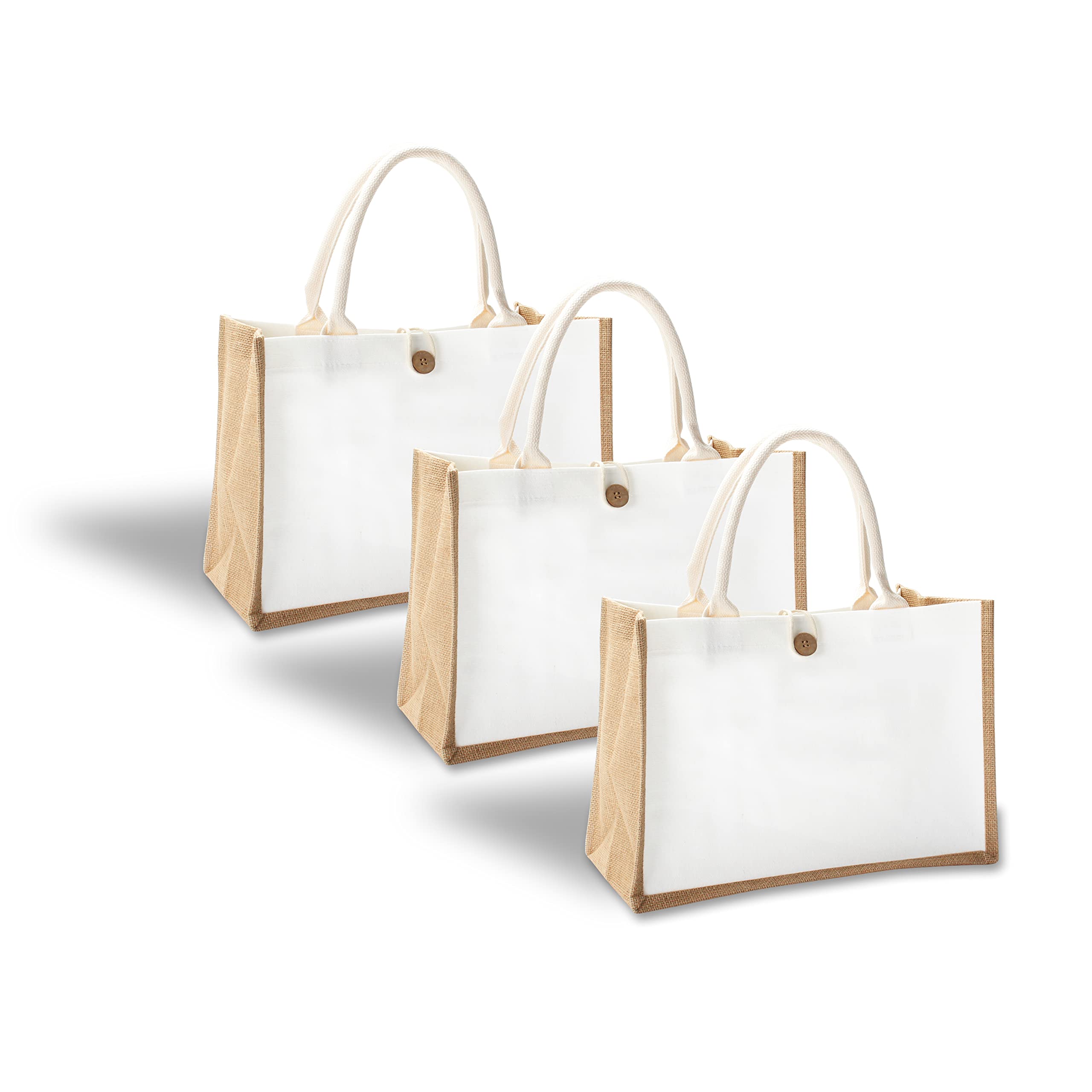 Eco-Friendly Jute Tote Bags Set of 3 - 14.5