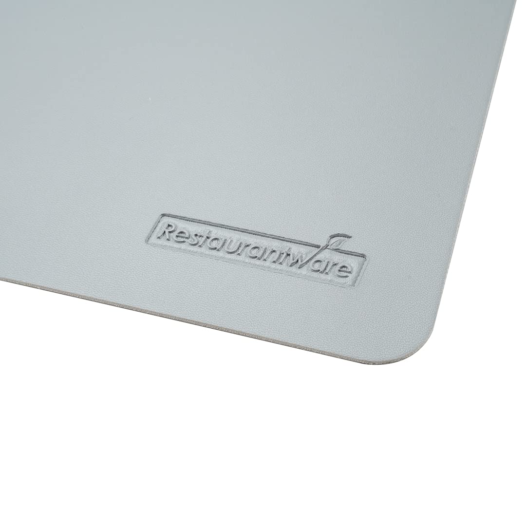 16 Inch Table Placemats Set of 6 - Stain-Resistant Embossed Vinyl Placemats with Leather-Like Feel for Dining Tables, Kitchen, Restaurant & Home Use - Gray Rectangular Surface Protectors