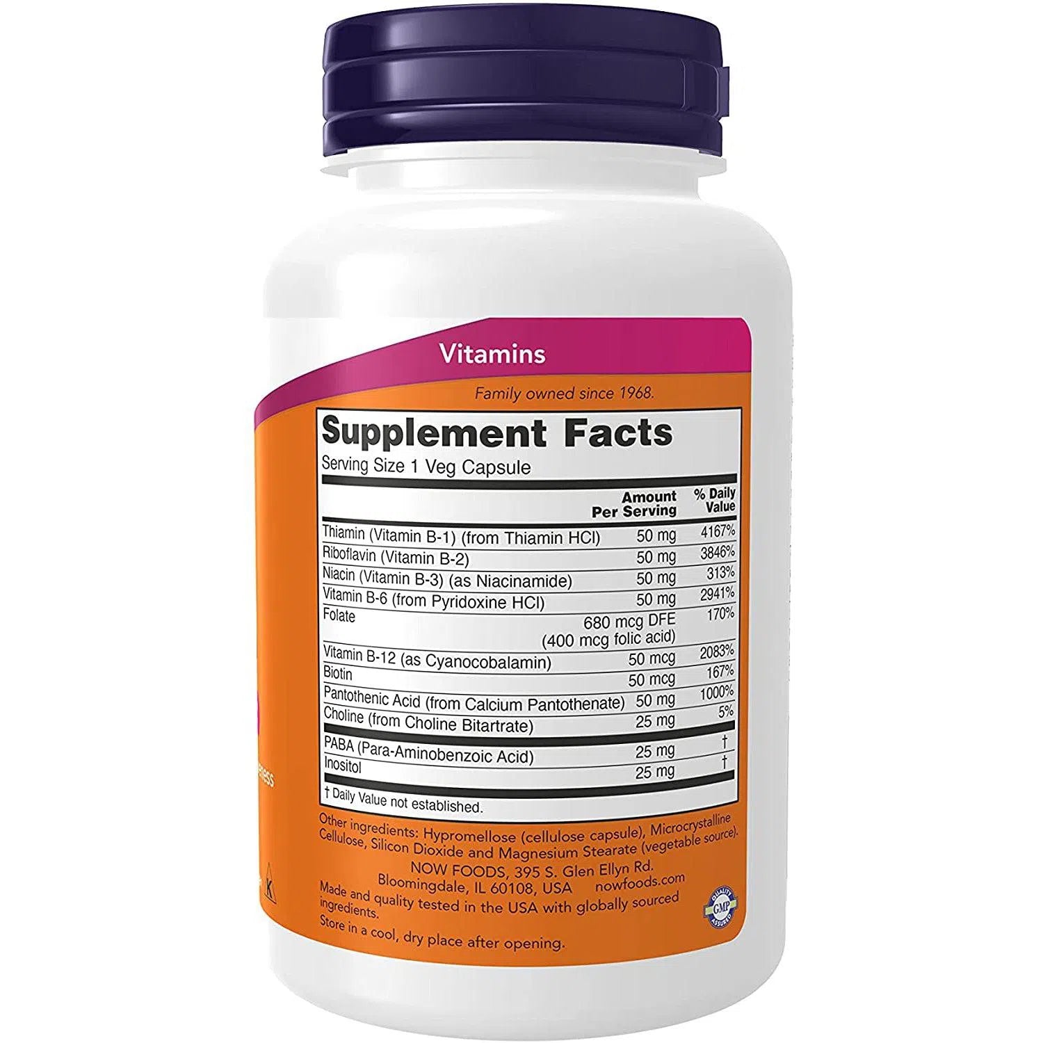 NOW Supplements Vitamin B-50 Complex with B1, B2, B3, B6, B12 & More - Supports Energy Metabolism, Nervous System & Stress Relief - 100 Veg Capsules - Perfect for Daily Wellness & Active Lifestyle
