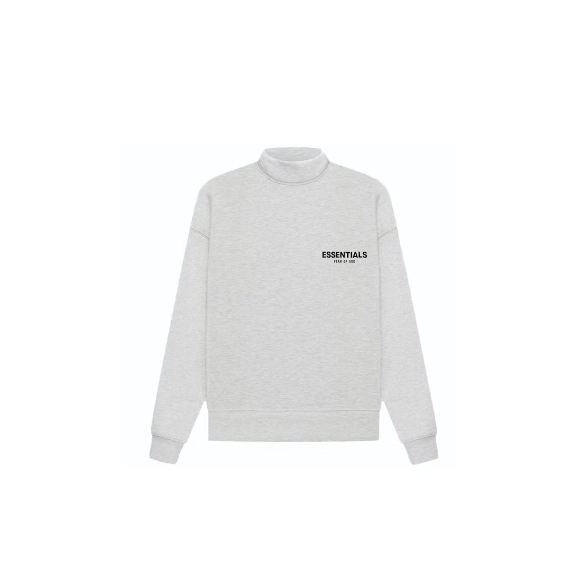Fear of God Essentials Mockneck Sweatshirt - Light Oatmeal Color, Oversized Fit, Unisex Pullover (2022 Collection) | Perfect for Streetwear, Layering & Casual Outfits