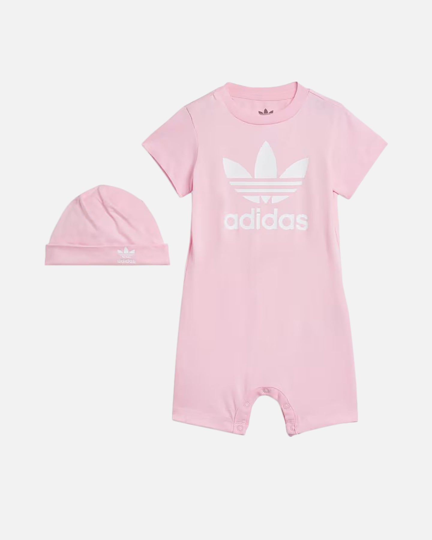 Adidas Baby Jumpsuit and Beanie Gift Set for Newborns - True Pink | Soft Cotton Outfit for Infant Boys & Girls | Perfect for Photography, Christening & First Birthday Gifts