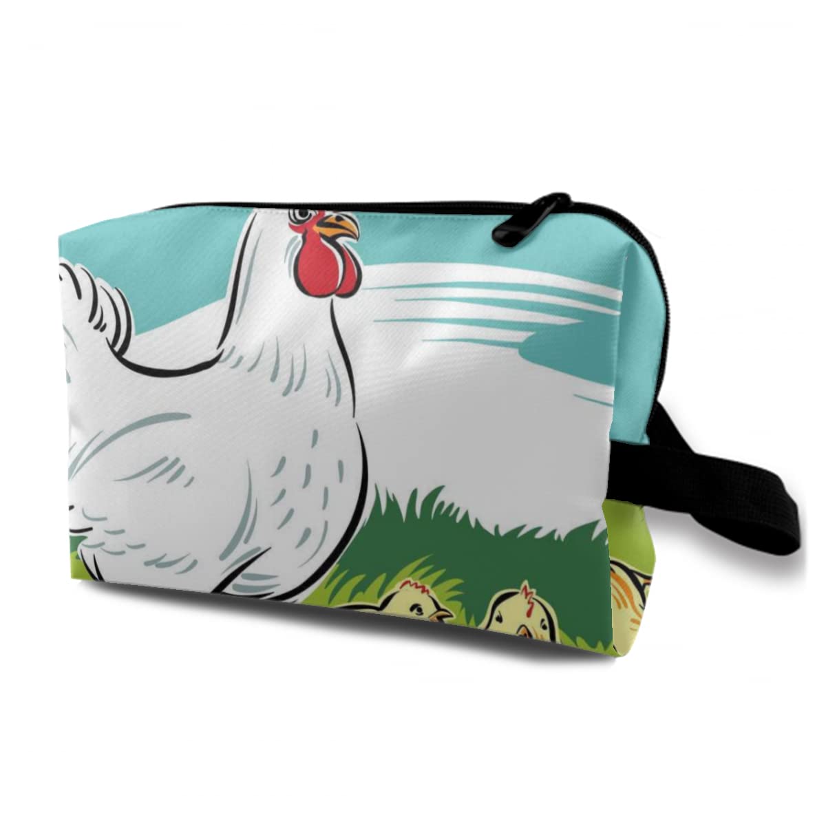 Waterproof Large Travel Makeup Bag - Cute Hen and Chicks Cartoon Cosmetic Organizer for Women | Reusable Toiletry Bag for Outdoor, Gym, Vacation & Daily Use
