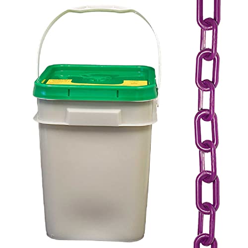 Mr. Chain Plastic Barrier Chain Pail - 160ft Purple Safety Rope with 2-Inch Links (50023-P) for Crowd Control, Event Management & Construction Site Safety