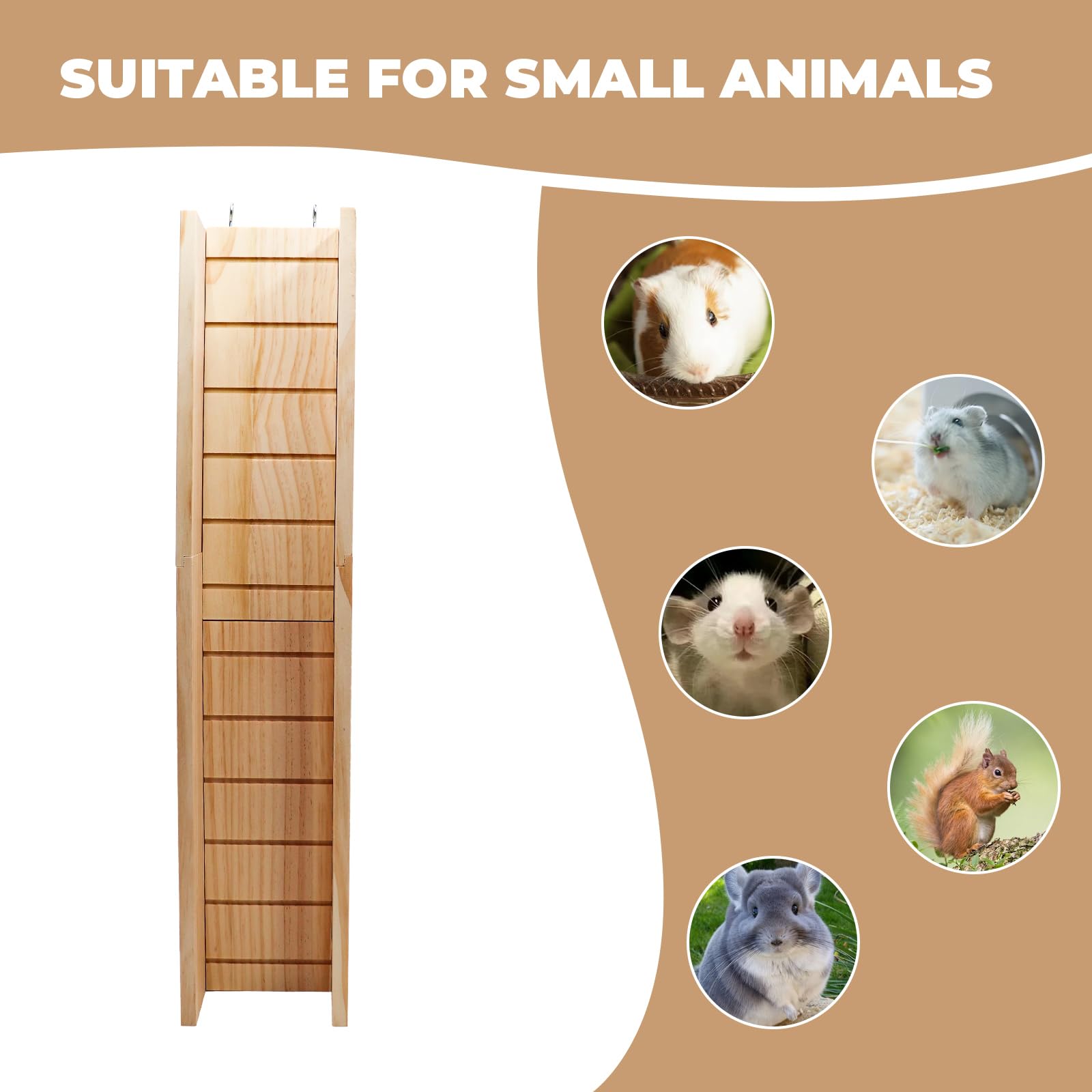 Wooden Guinea Pig Ramp for Cage - Hamster Ladder & Platform Toy - Small Animal Bridge Accessories for Guinea Pigs, Hamsters, Rats, Chinchillas & Squirrels - Perfect for Cage Climbing, Play & Exercise