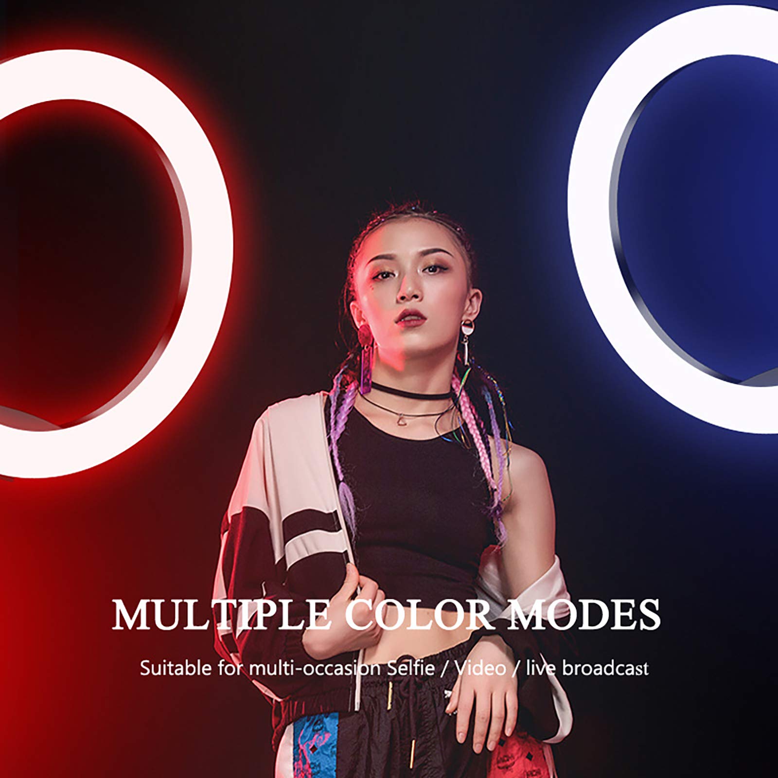 ZXCVASDF 10-inch RGB Ring Light with 15 Color Options - Adjustable Tripod Stand & Phone Holder Included - Dimmable LED Circle Light for Makeup, Live Streaming, YouTube Videos, TikTok Content Creation, and Photography