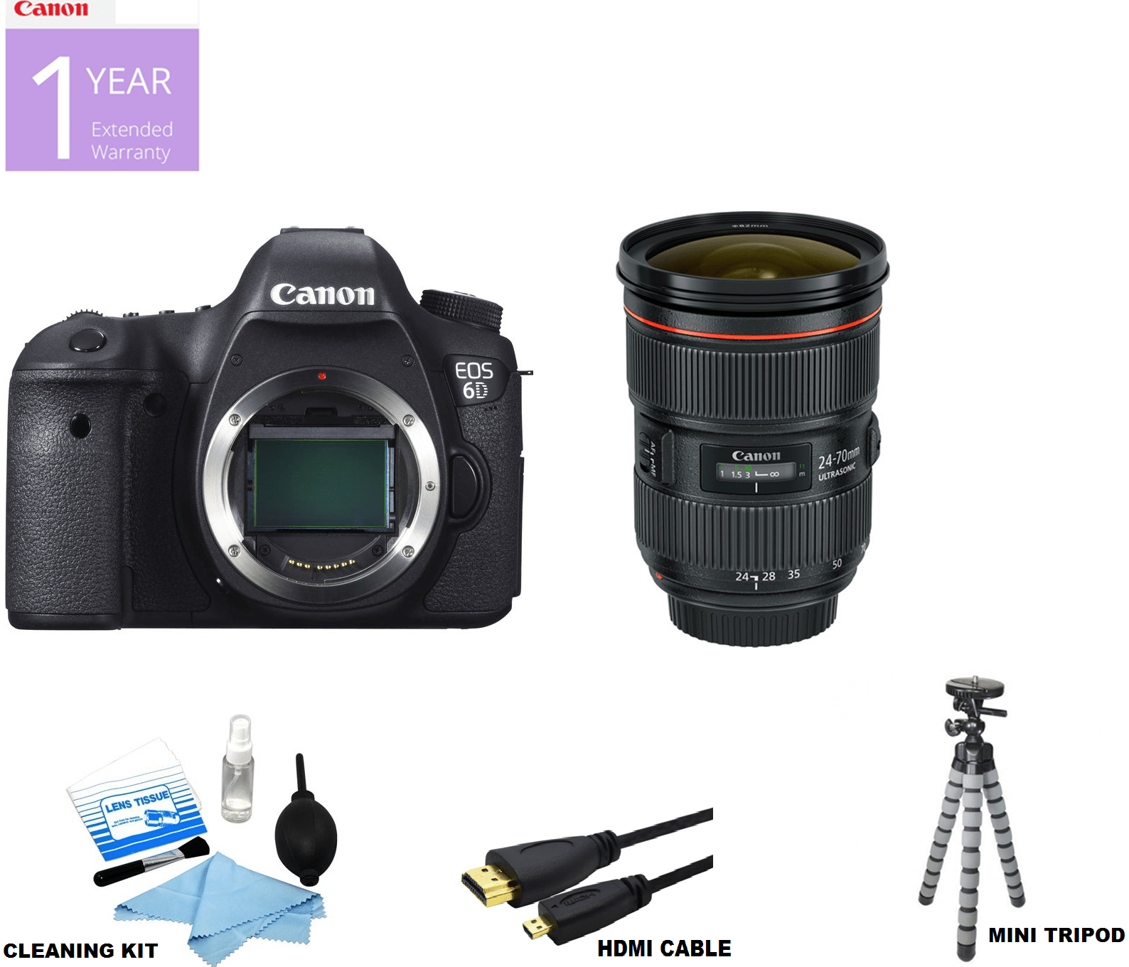 Canon EOS 6D Full Frame DSLR Camera with 24-70mm f/2.8L II USM Lens - Professional Photography Kit for Portraits, Weddings & Travel (USA Version)