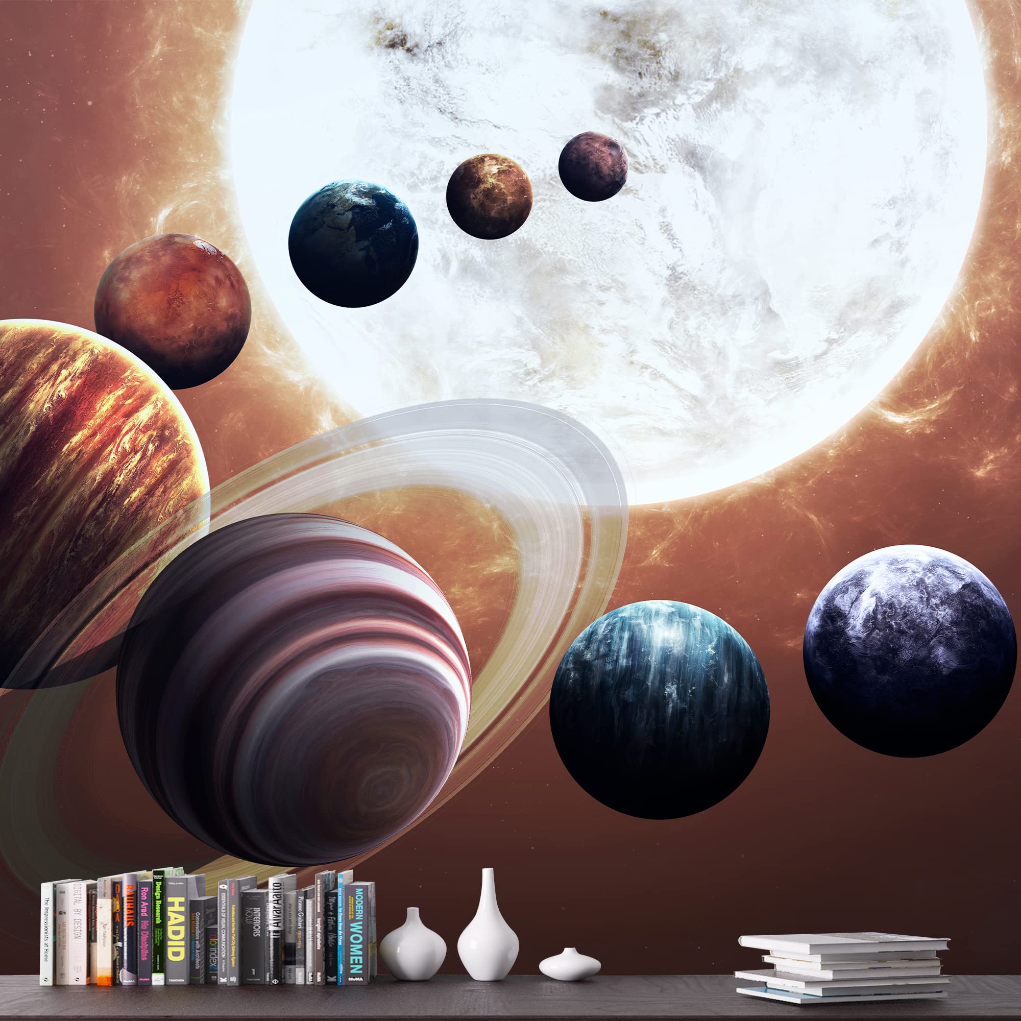 Removable Peel and Stick Wallpaper - Giant Universe Planets Wall Mural (66x96 inches) for Bedroom Decor | Easy DIY Wall Stickers for Kids Room, Nursery, or Living Room