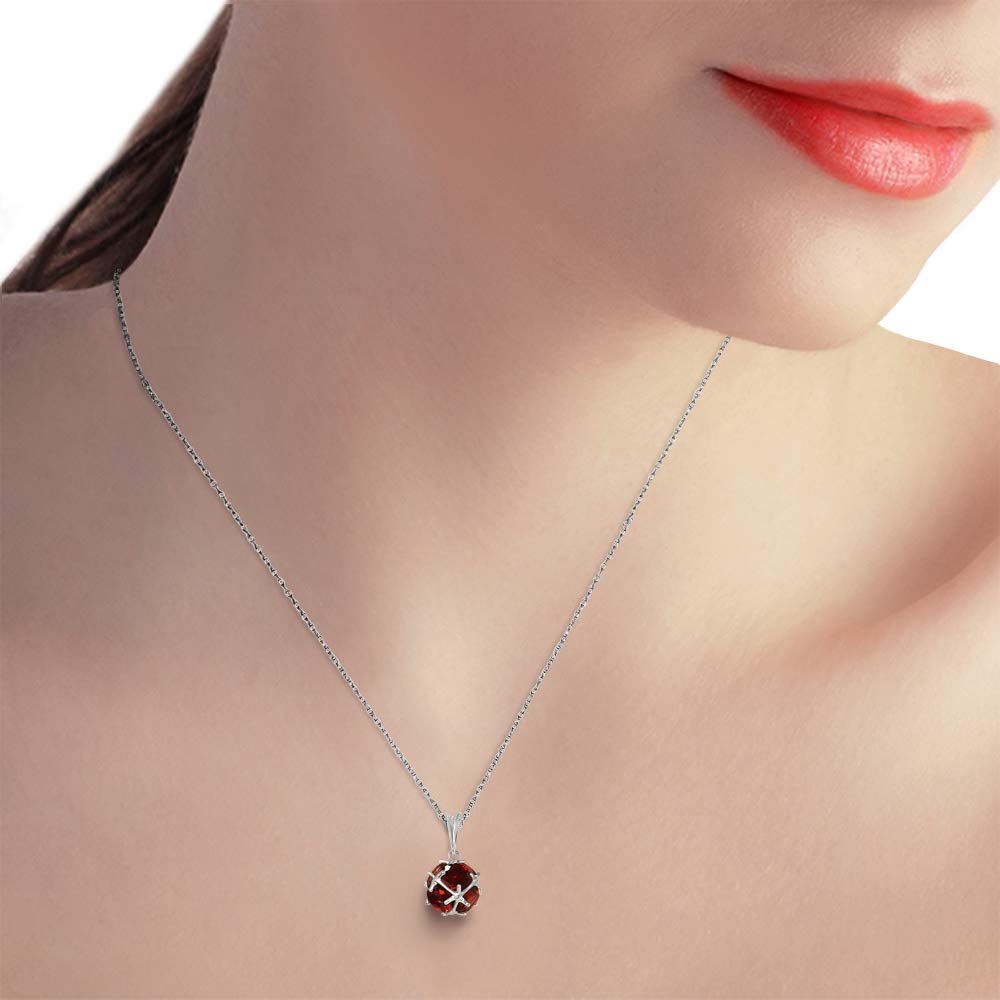 14K White Gold Necklace with Natural Garnets - Elegant Galaxy Gold GG Pendant for Women | Perfect for Weddings, Anniversaries & Special Occasions