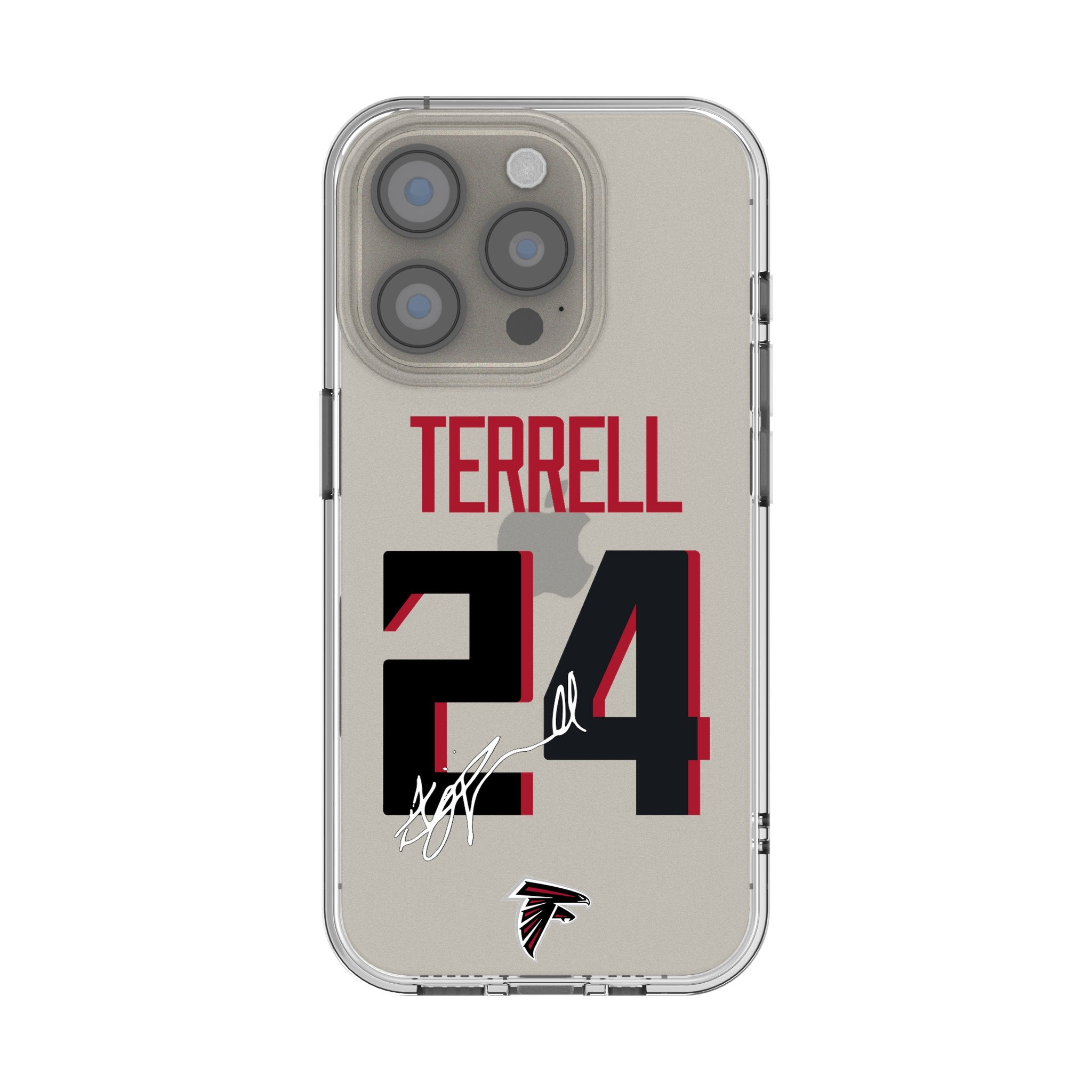 A.J. Terrell Atlanta Falcons 24 Game Tactical Clear Phone Case for iPhone 14/13/12/11 Pro Max - Durable Protective Cover for Football Fans & Sports Enthusiasts - Perfect for Game Day, Tailgating, and Showing Team Spirit