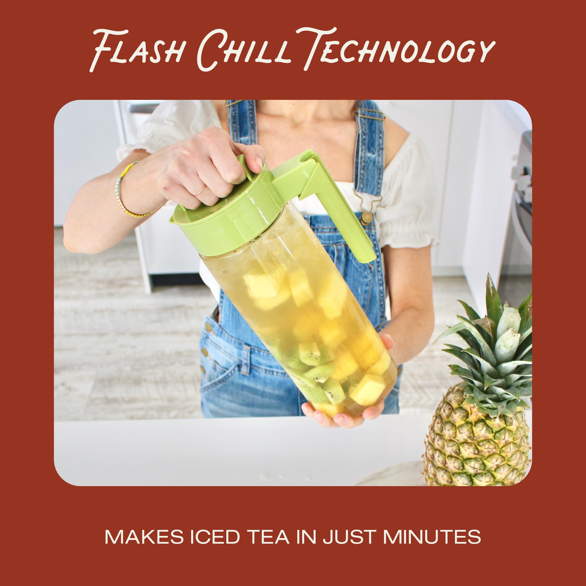 Takeya Premium BPA-Free Iced Tea Maker with Patented Flash Chill Technology - 2 Quart (64 oz) Pitcher - Made in USA - Perfect for Home, Office & Outdoor Use - Black