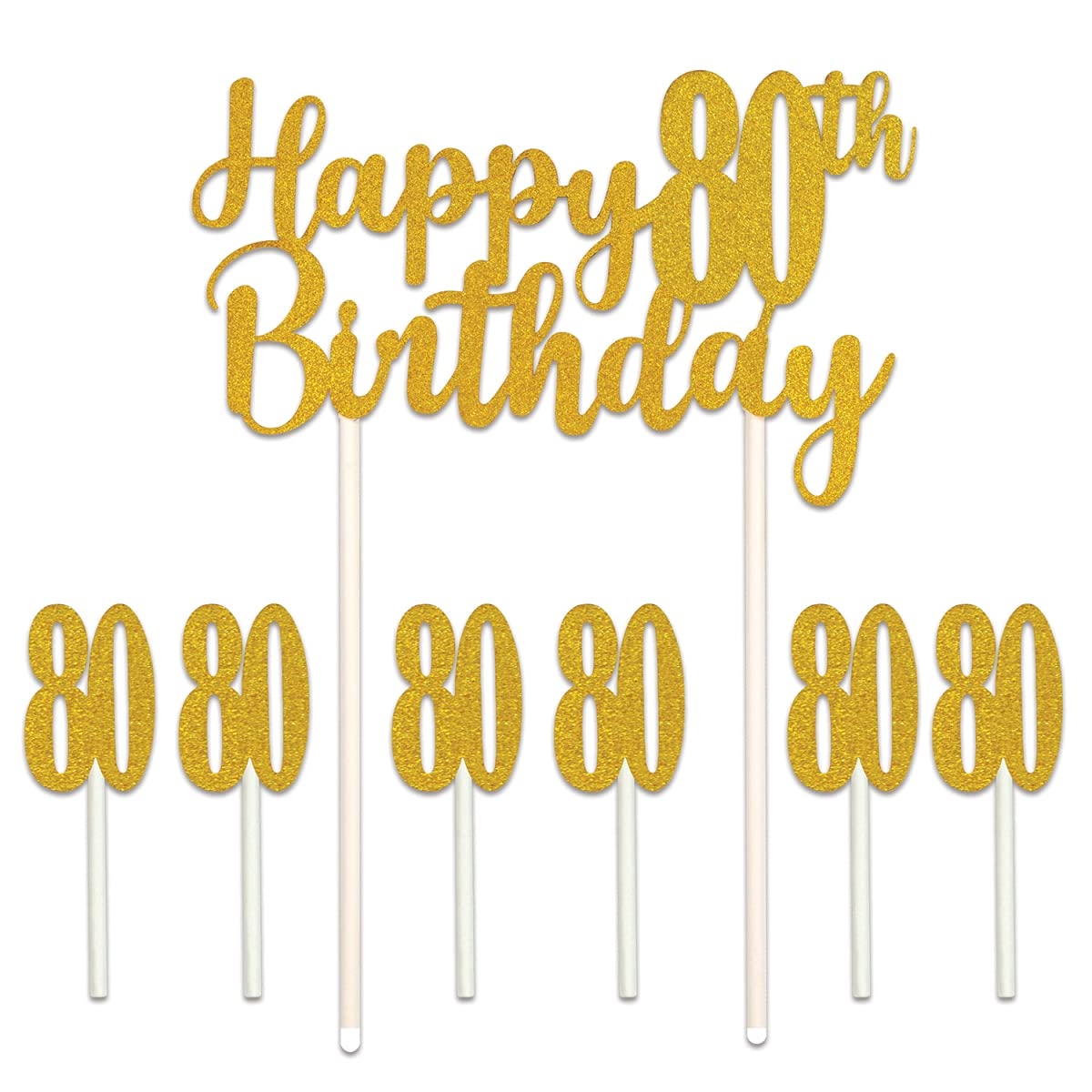 Beistle 53523-80 Happy 80th Birthday Cake Topper - 6 x 8.25 Inches, Pack of 12 - Perfect for Birthday Parties, Anniversary Celebrations & Milestone Events