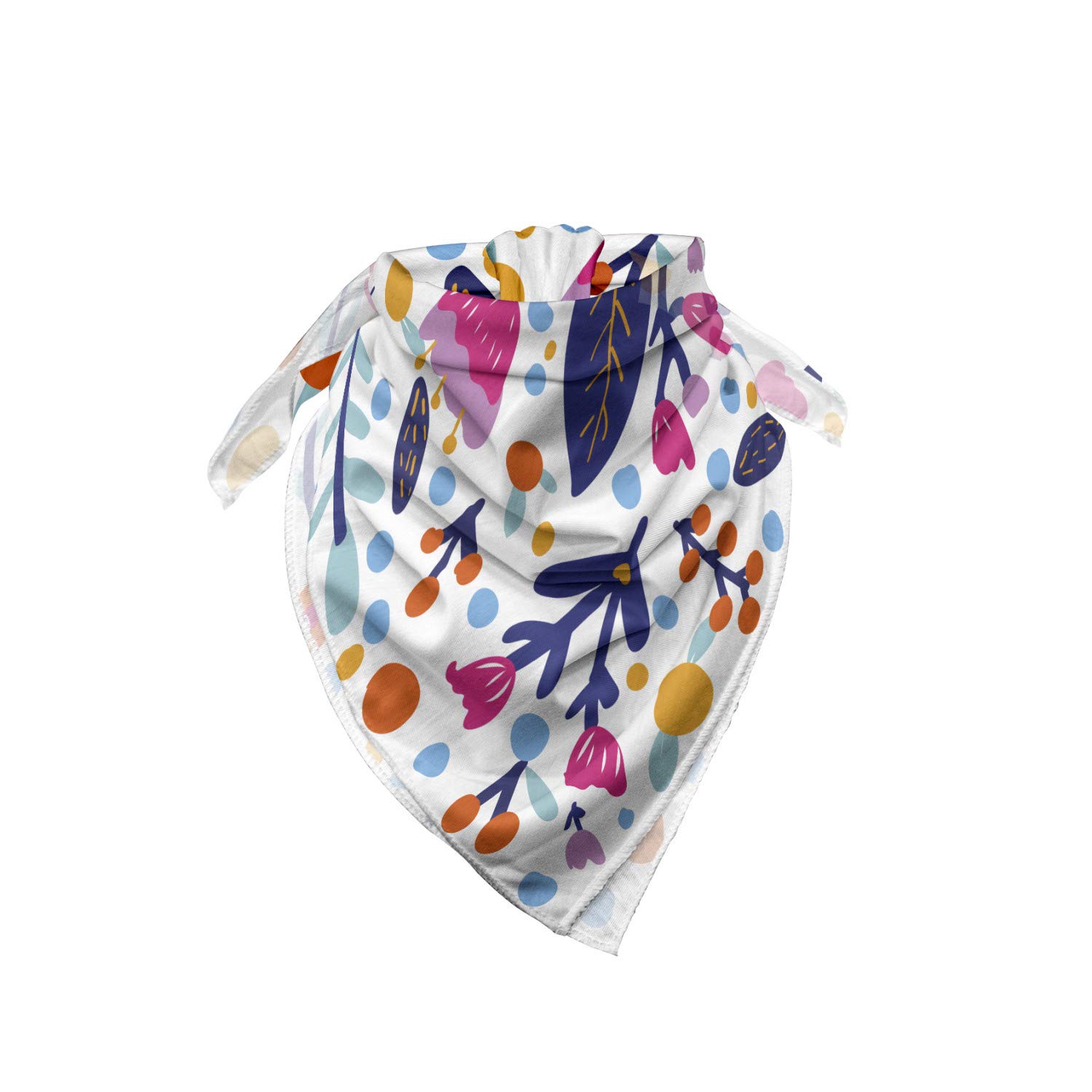 Ambesonne Floral Bandana - Doodle Style Flower Print Unisex Head Scarf & Neck Tie for Women & Men | Perfect for Outdoor Activities, Music Festivals, and Casual Wear