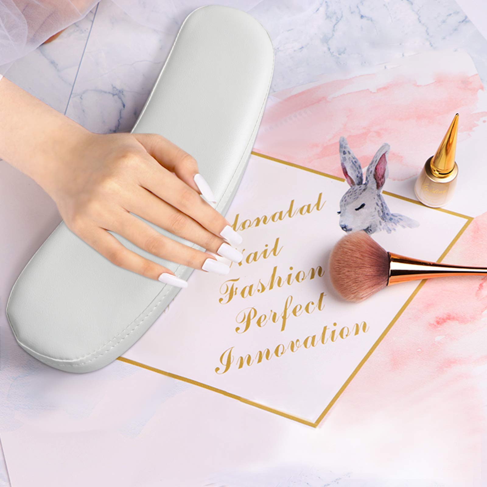 TOROKOM Nail Arm Rest Cushion Pillow - Detachable & Washable Manicure Hand Support for Nail Art, Salon & Home Use - Ergonomic Arm Cushion for Nail Tables & Desks (White) | Perfect for Gel Polish, Acrylic Nails & Professional Nail Services