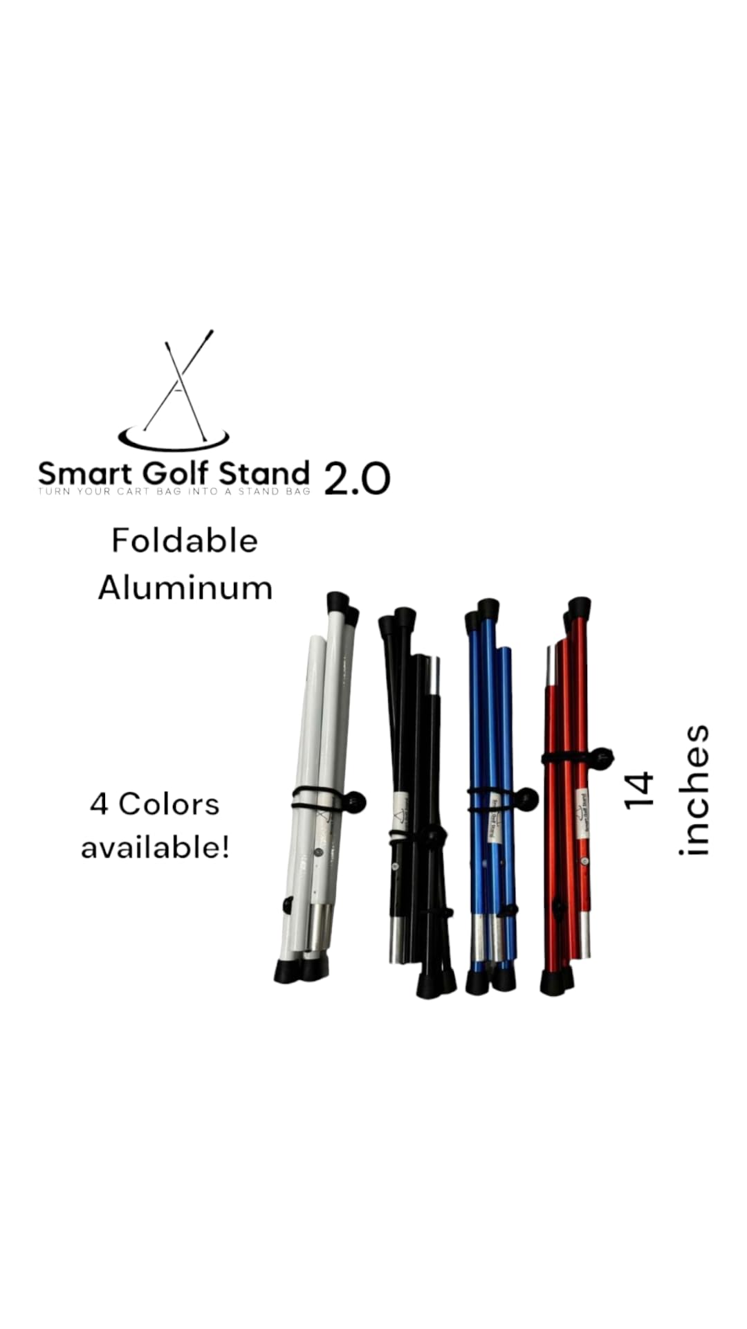 2.0 Steel Rope Cord Black Smart Golf Bag Stand - Foldable Legs Only, Lightweight & Portable Golf Stand Attachment - Golf Bag Accessories for Easy Carrying (Black-Aluminum) - Perfect for Golf Courses, Driving Ranges & Travel