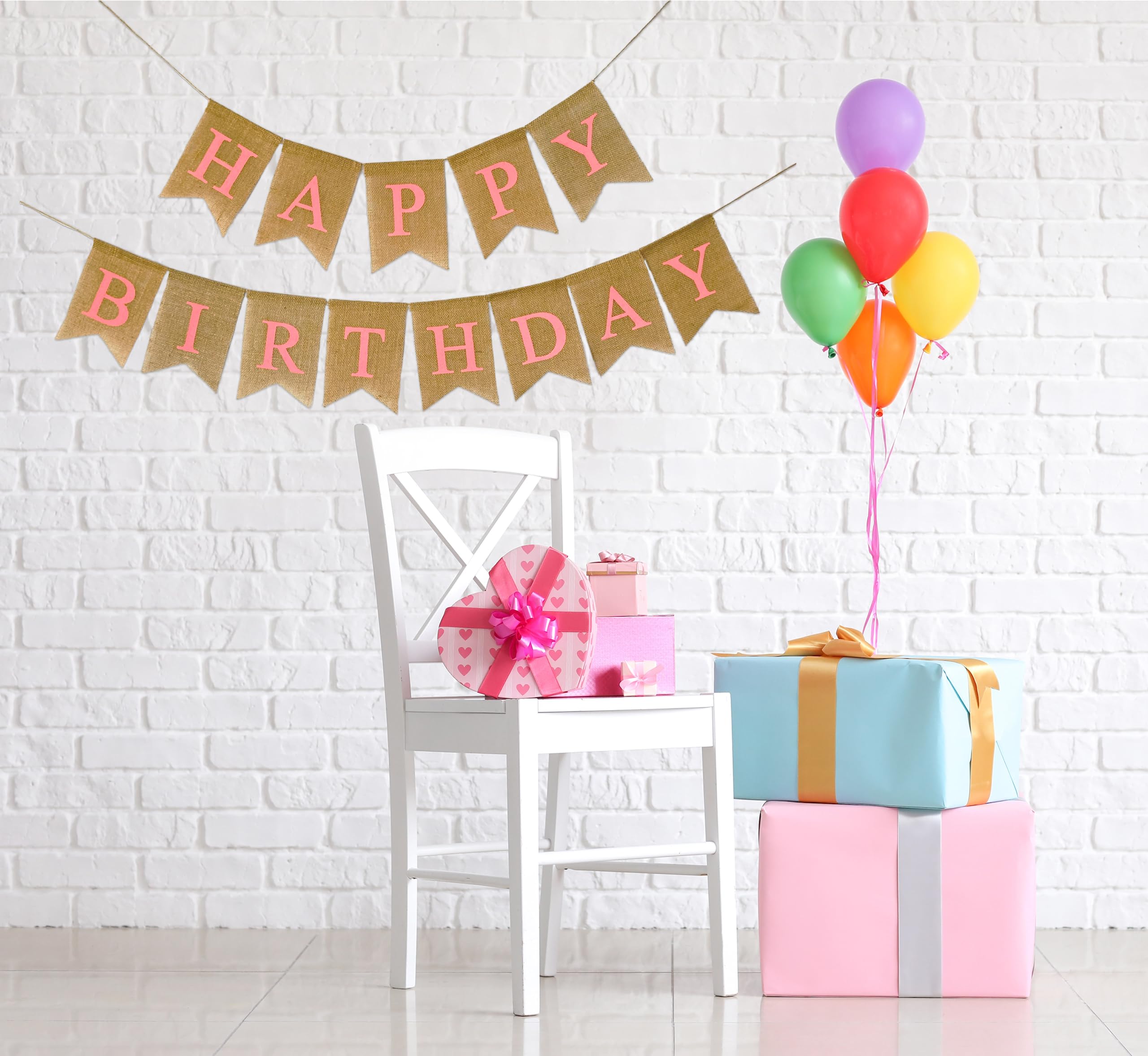 Happy Birthday Burlap Banner - Pink Party Decoration for Birthdays, Baby Showers & Celebrations | Perfect for Indoor & Outdoor Events
