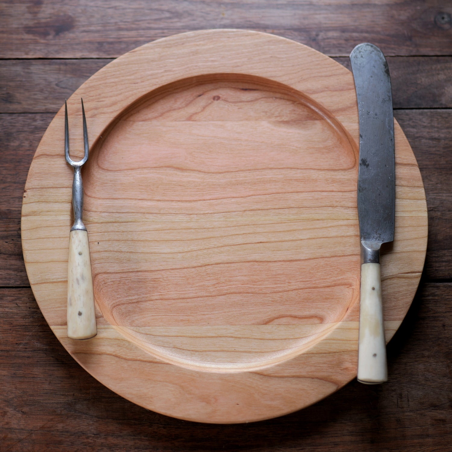 Premium Cherry Wood Dinner Plates - Natural Wooden Plates for Farmhouse Dining, Wedding, Party & Home Decor - Set of 4 Eco-Friendly Handcrafted Plates