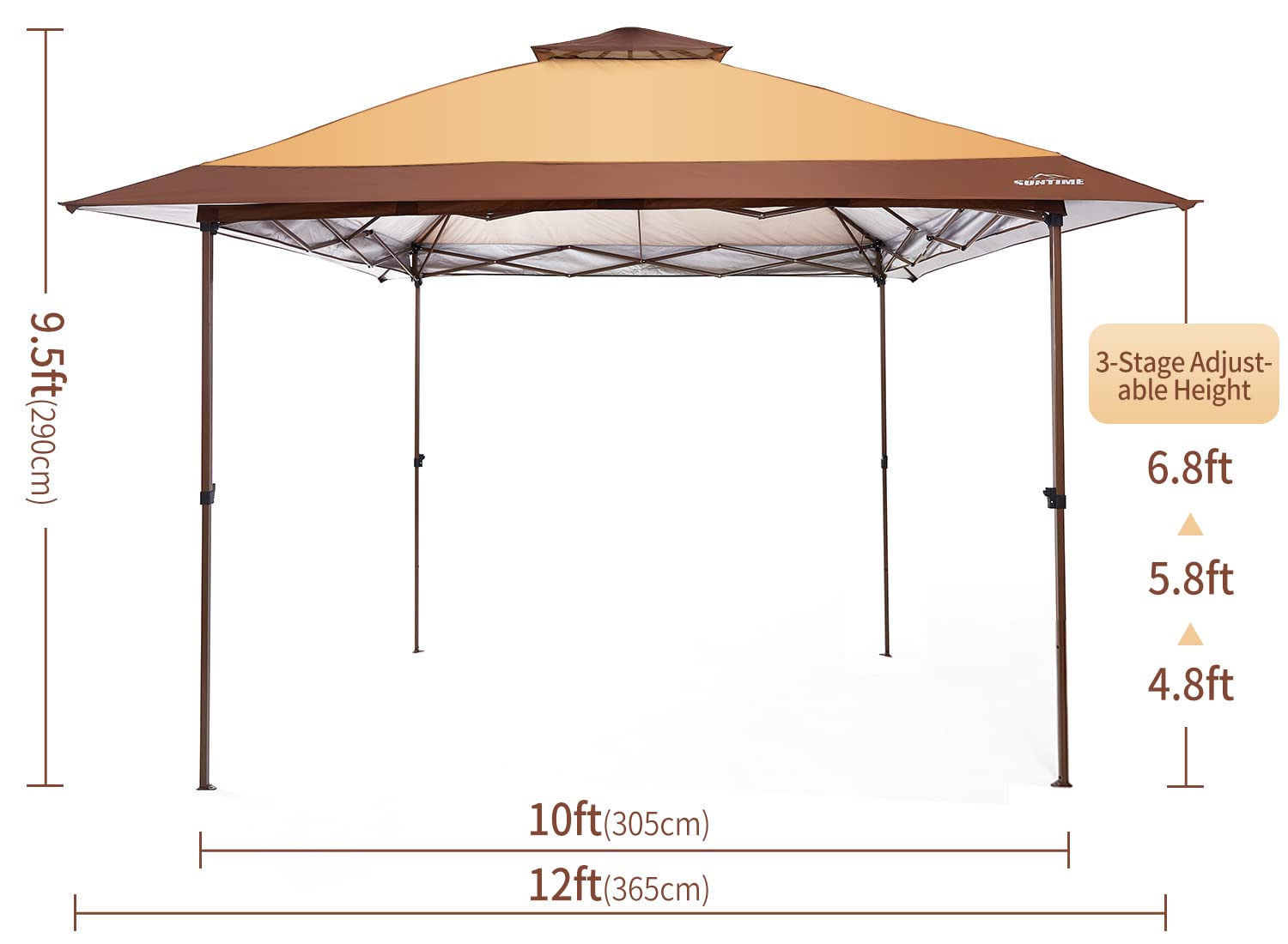 OUTDOOR LIVING SUNTIME Instant Pop Up Patio Gazebo with Full Netting - Perfect for Family Parties, Backyard BBQs & Outdoor Activities (Includes Netting Sidewalls) - Ideal for Camping, Picnics & Garden Relaxation