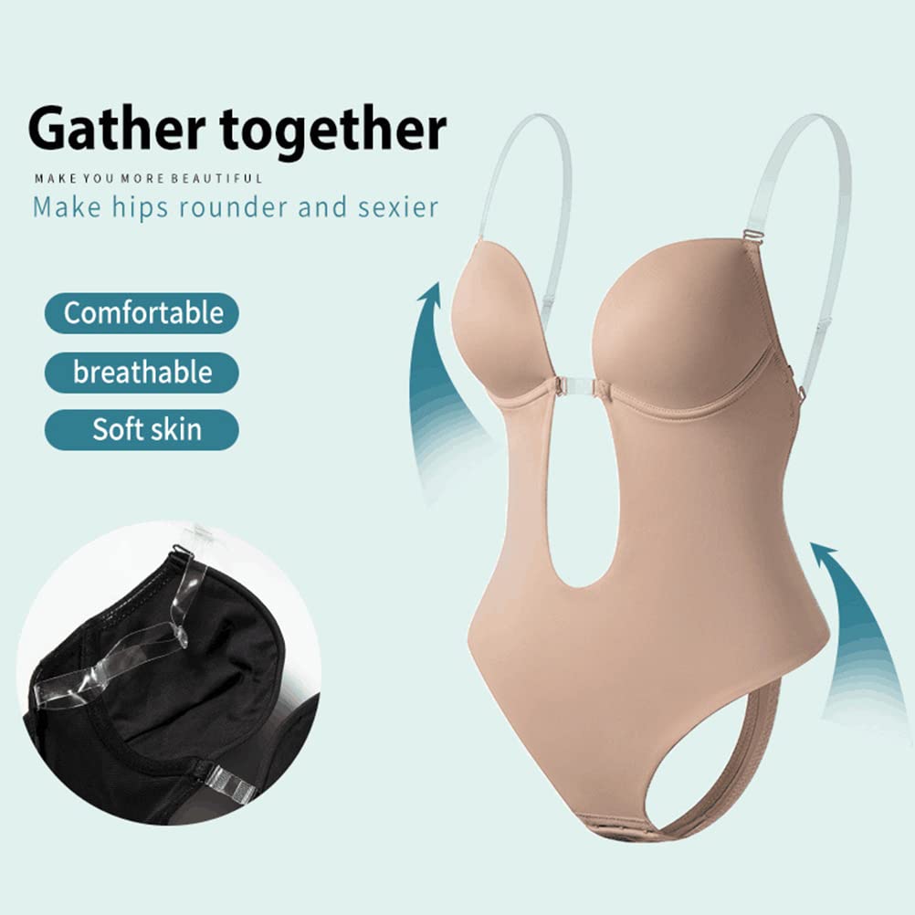 Sexy Women's Plunge Backless Body Shaper Bra - Seamless Thong Full Bodysuit for Shapewear & Lingerie - Perfect for Evening Wear, Club Outfits & Special Occasions
