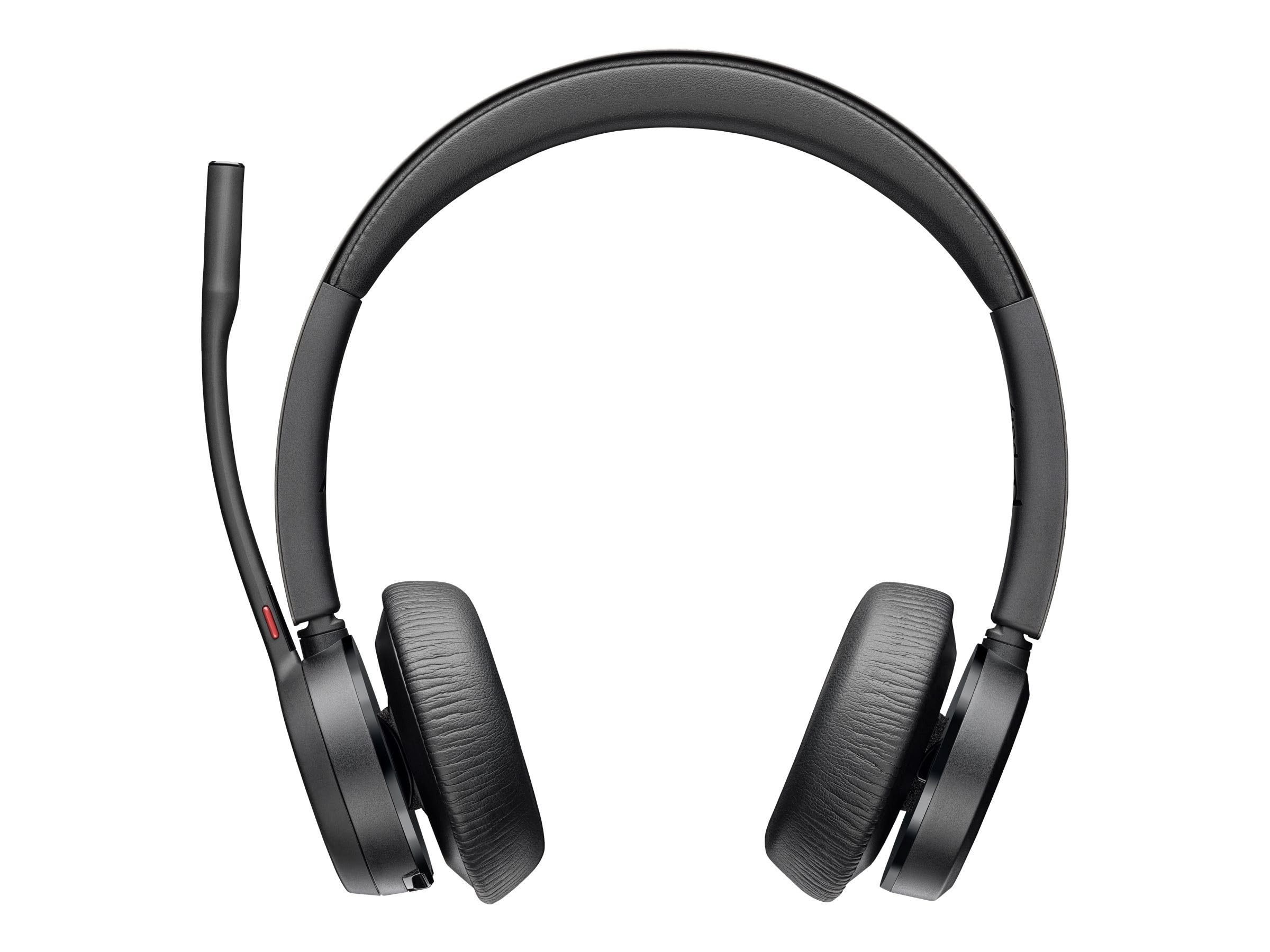 Poly Voyager 4320 UC Wireless Headset with Charge Stand - Bluetooth Headphones with Boom Mic for PC, Mac & Mobile - USB-A Adapter Included - Ideal for Teams, Zoom Calls & Remote Work