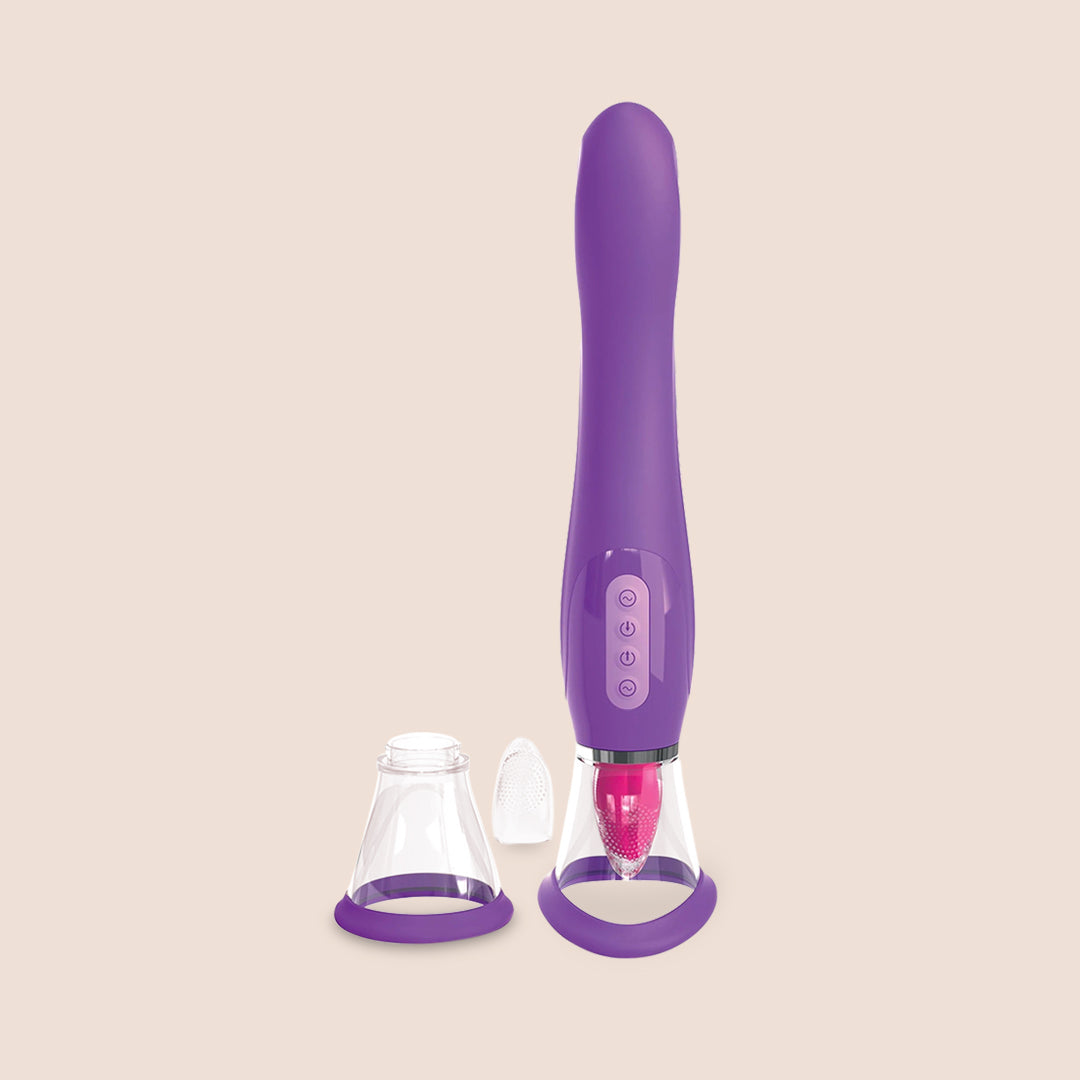 Fantasy for Her Ultimate Pleasure - 3-in-1 Tongue Stimulation, Vibration & Suction Clitoral Massager for Women | Perfect for Solo Play & Couples Intimacy