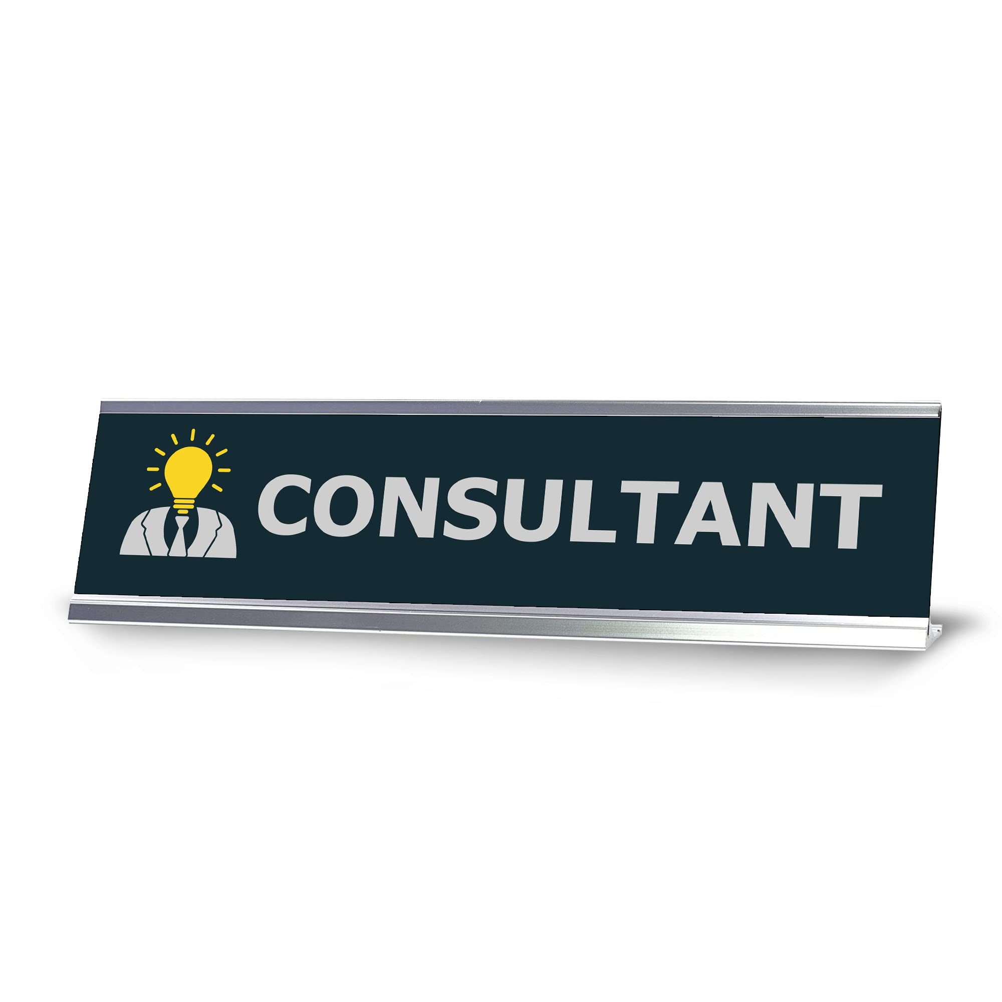 Professional Consultant Bulb - Silver Frame Desk Sign (2x8