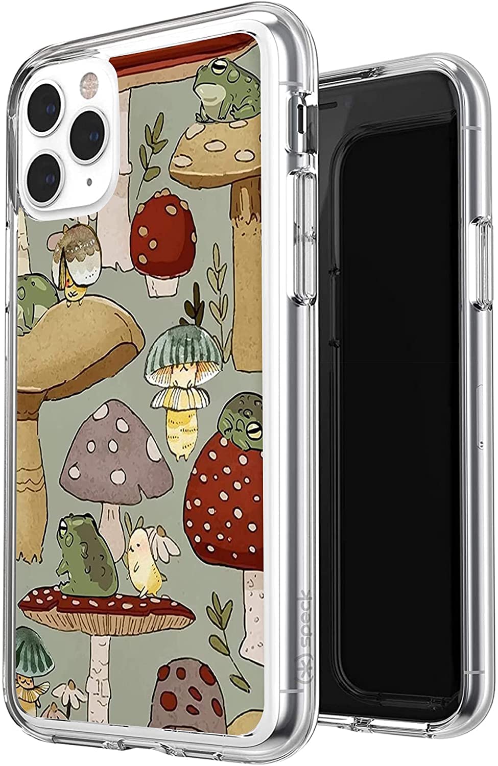 Cute Frog and Mushroom Vintage iPhone 13 Pro Max Case - Cottagecore Aesthetic Clear TPU Shockproof Protective Phone Cover for Women & Girls | Perfect for Nature Lovers, Cottagecore Enthusiasts, and Everyday Protection