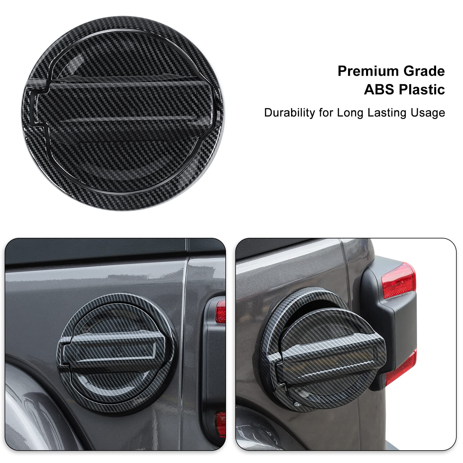 Premium Carbon Fiber Fuel Filler Door Cover for Jeep Wrangler JL & JLU (2018-2022) - Durable Exterior Accessory with Stylish Decoration - Perfect for Off-Road Adventures & Custom Car Upgrades