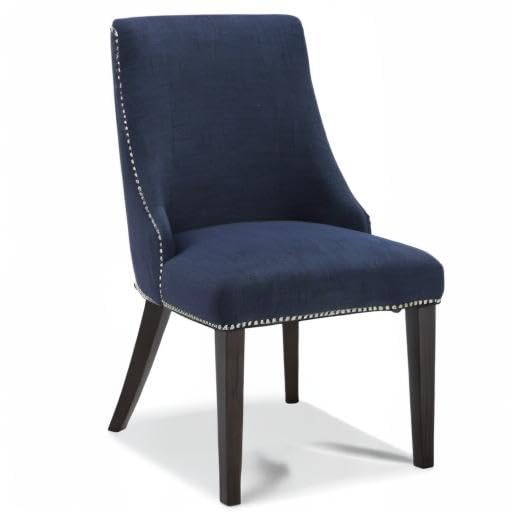 CHITA Farmhouse Dining Chairs Set of 2 - Upholstered High Back Fabric Chairs with Nailhead Trim, Insignia Blue - Perfect for Kitchen, Dining Room, Breakfast Nook & Farmhouse Decor