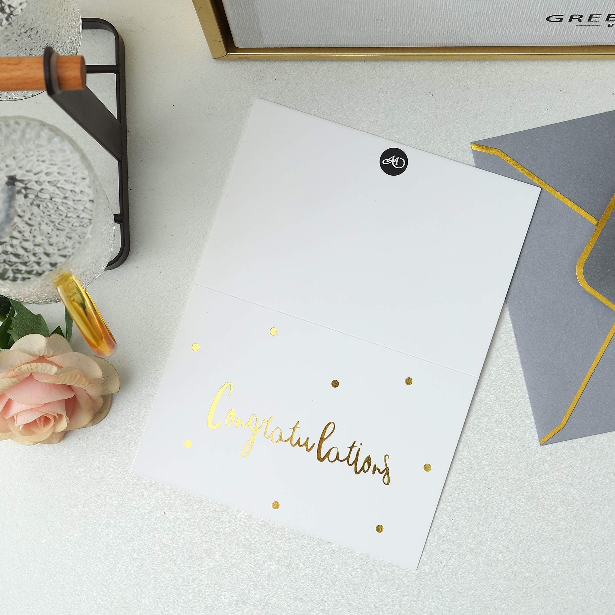 Premium Gold & White Congratulations Greeting Cards with Envelopes - 36 Pack All-Occasion 4x6 Inch Cards for Bridal Showers, Graduations, Baby Showers, Christmas & Thank You Notes | Perfect for Weddings, Anniversaries & Special Celebrations